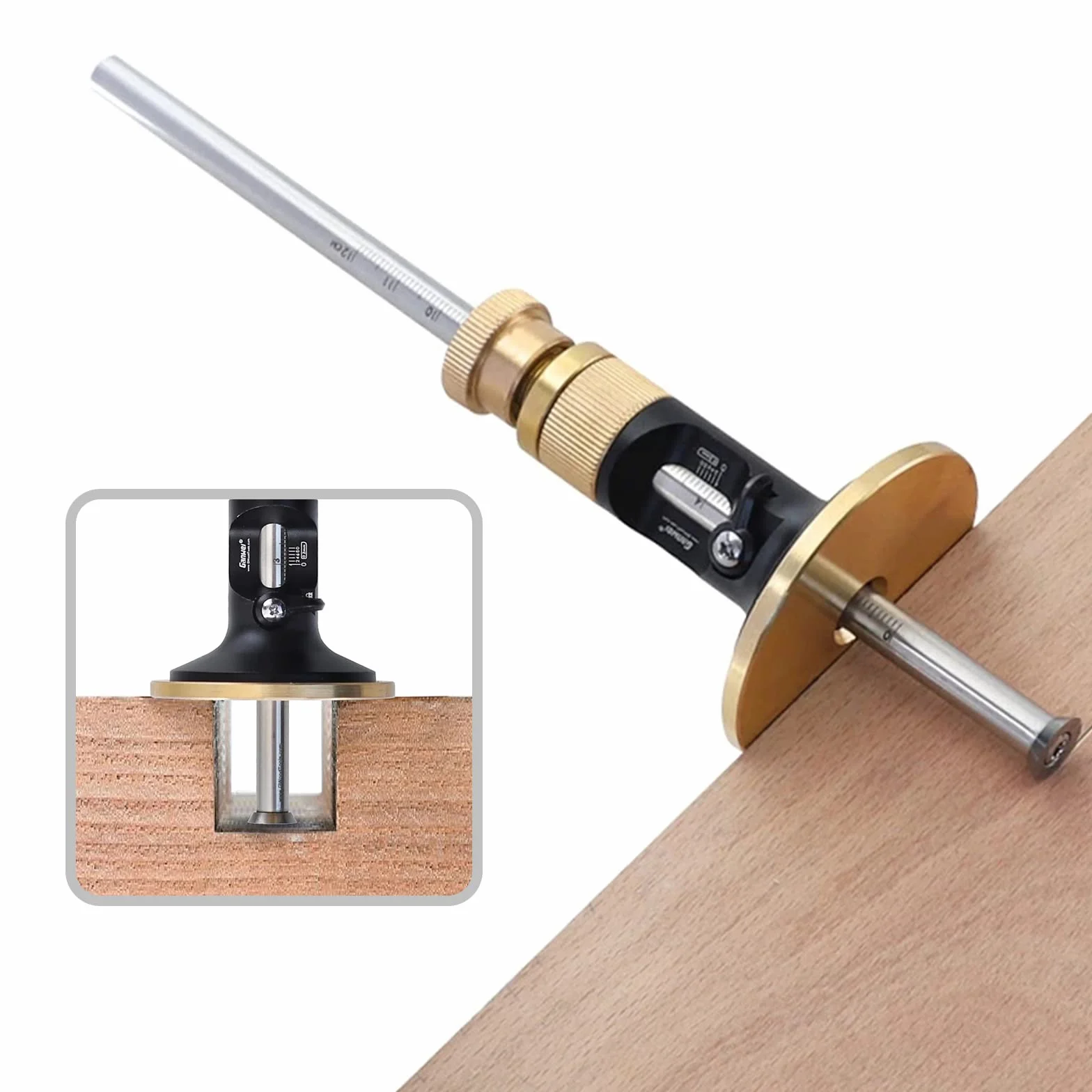 Herramienta de trazar, marcador, carpintería, carpintería, carpintería, marcador, marcador, rueda para madera dura (aleación de aluminio y latón)
