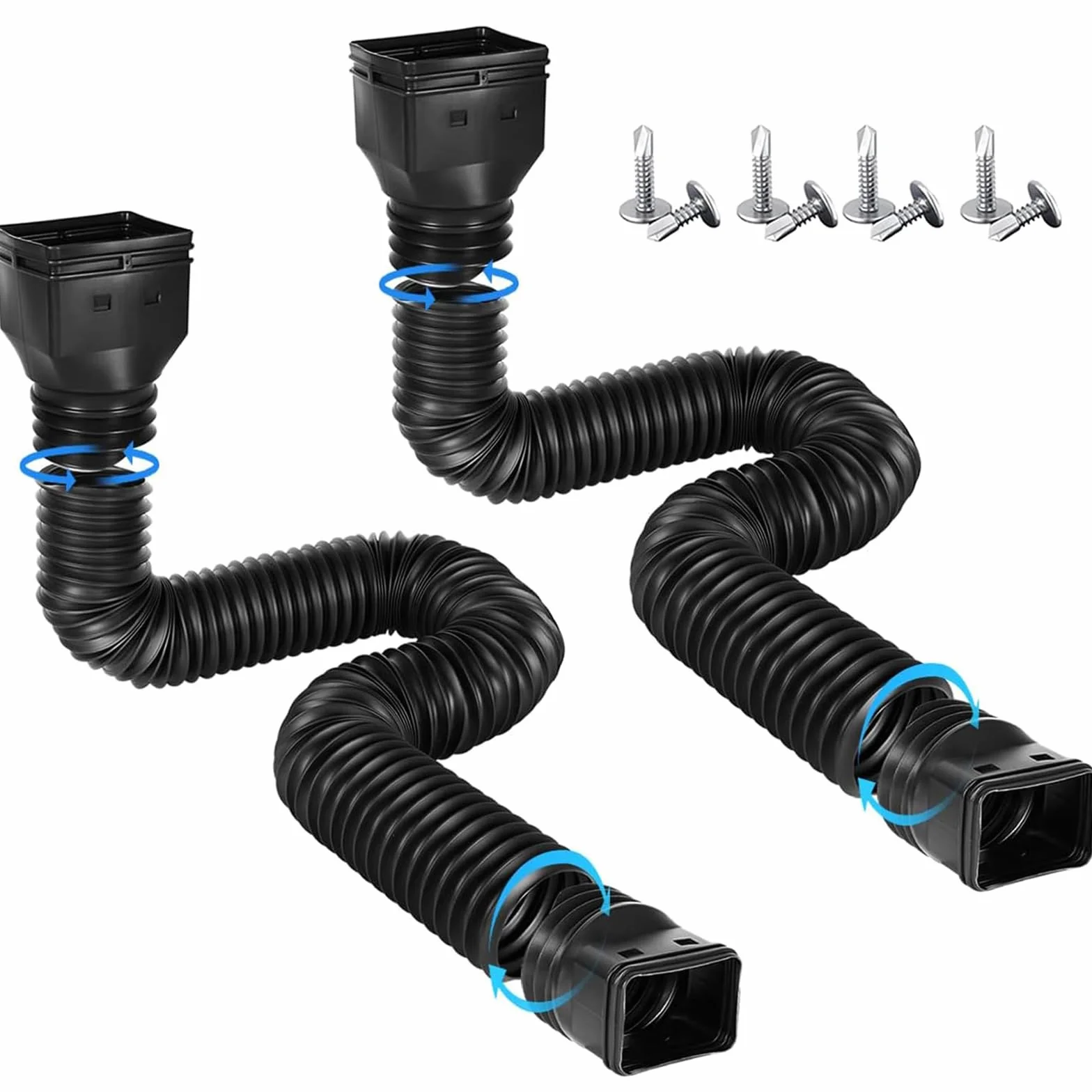 2 Piezas Extensión de Canalón de Lluvia, Extensor de Bajante de Lluvia Drenaje Retráctil para, Conector de Drenaje de Diseño Dividido de 21-60 Pulgada para la Mayoría de los Desagües Residenciales