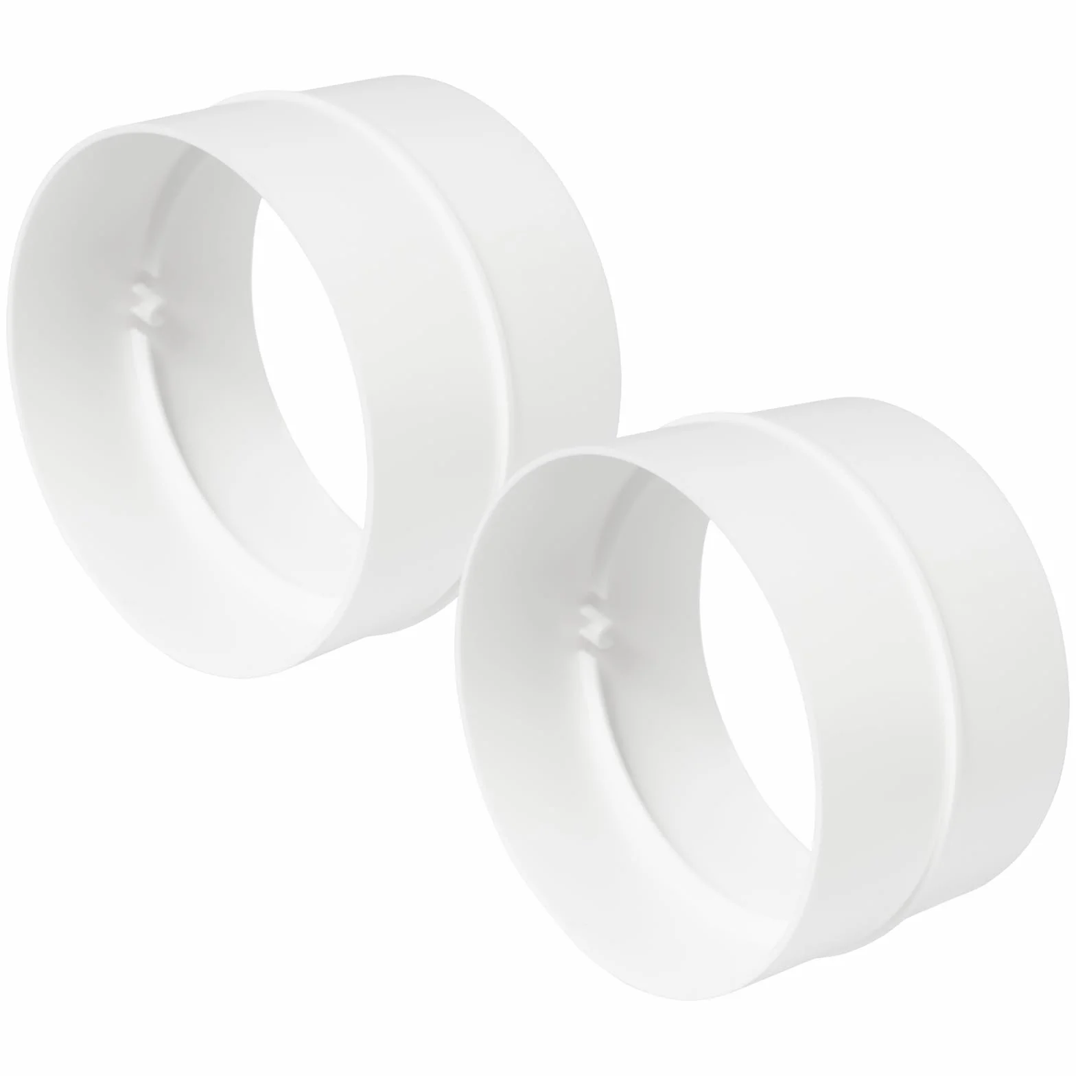 Repa Market Paquete de 2 conectores de tubo de 125 mm para manguera de aire, redondos, flexibles, para conectar tuberías, blanco