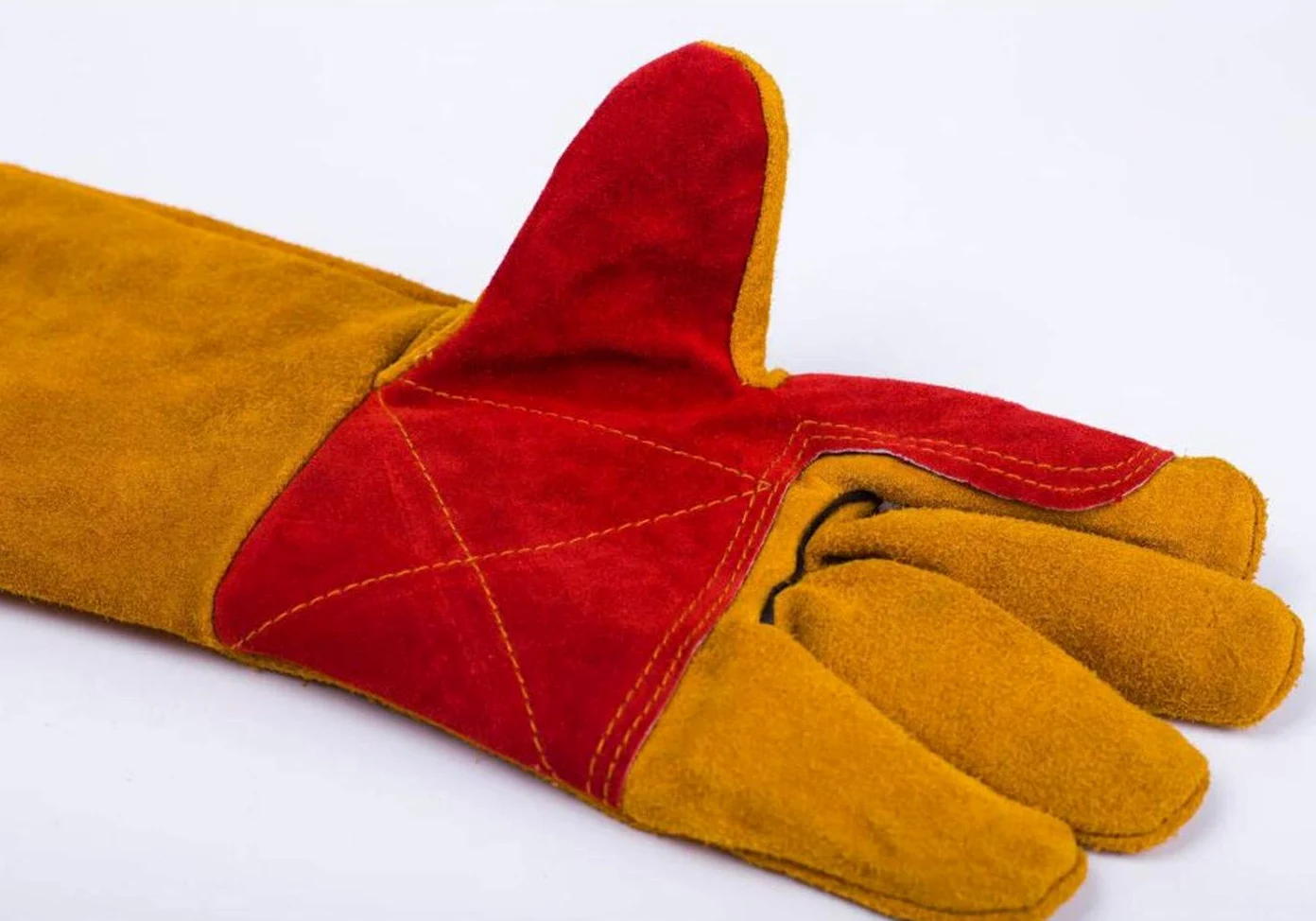Guantes de soldadura de cuero resistentes al calor y al fuego con guantes de manga extra larga para barbacoa, horno, parrilla, chimenea, Tig, Mig, hornear, horno, estufa, soporte para ollas, guantes