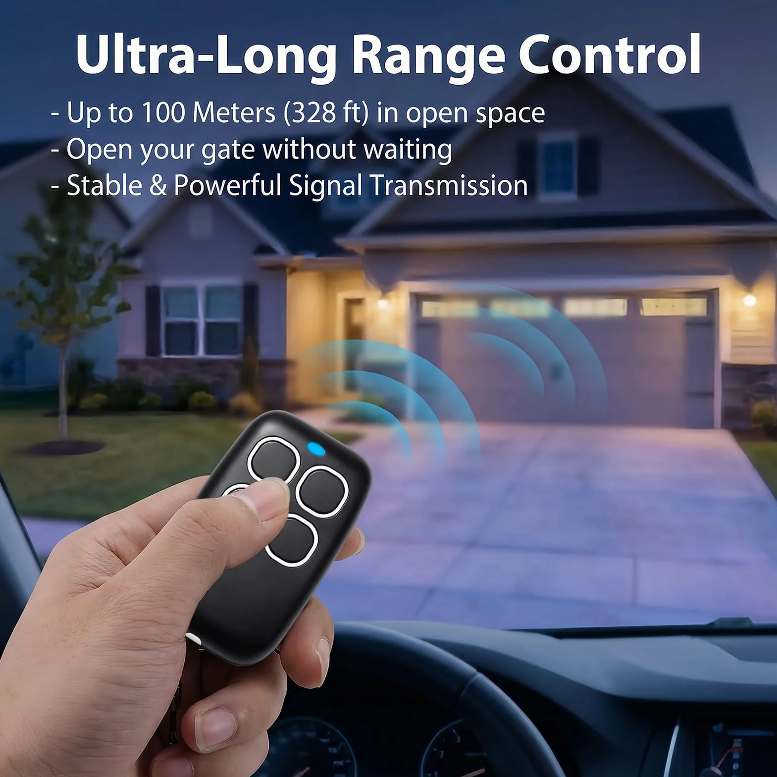 Mando Garaje Universal 4 en 1 250-913MHz, Clonador para Puerta de Garaje y Sistemas de Automatización, Programación por Aprendizaje Automático, Rolling Code Código Fijo, Blanco