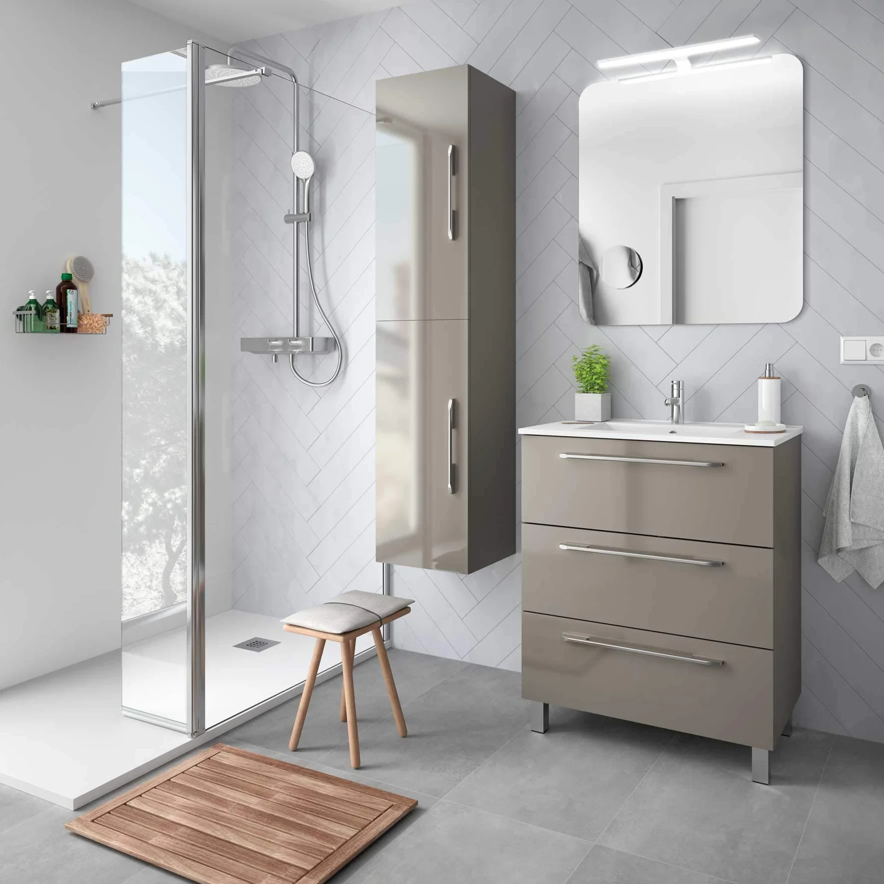 Extraplano - Lavabo cerámico (70 cm) color blanco brillo