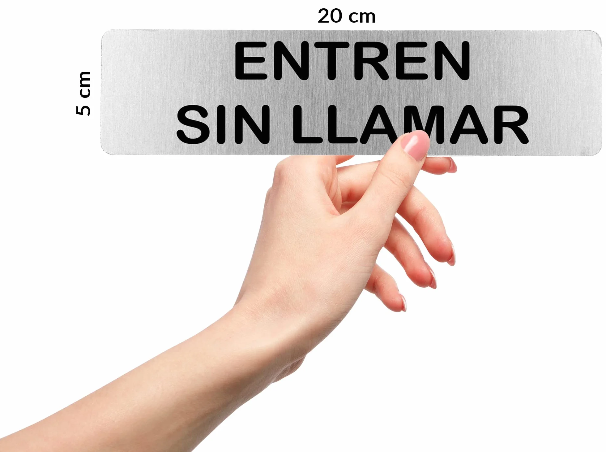 Señal de acero inoxidable ENTREN SIN LLAMAR | Placa puerta | Señal informativa | Cartel Puerta 200X50mm (ref.RD707053)