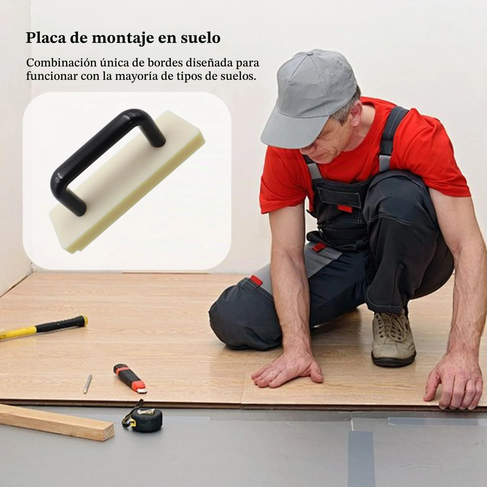 Bloque de Golpeteo de Suelos de Tablones de Vinilo Bloque de Golpeteo de Pisos con un Mango Grande Herramientas para Tarima Flotante para Suelos para Madera Dura Laminado (200 mm)
