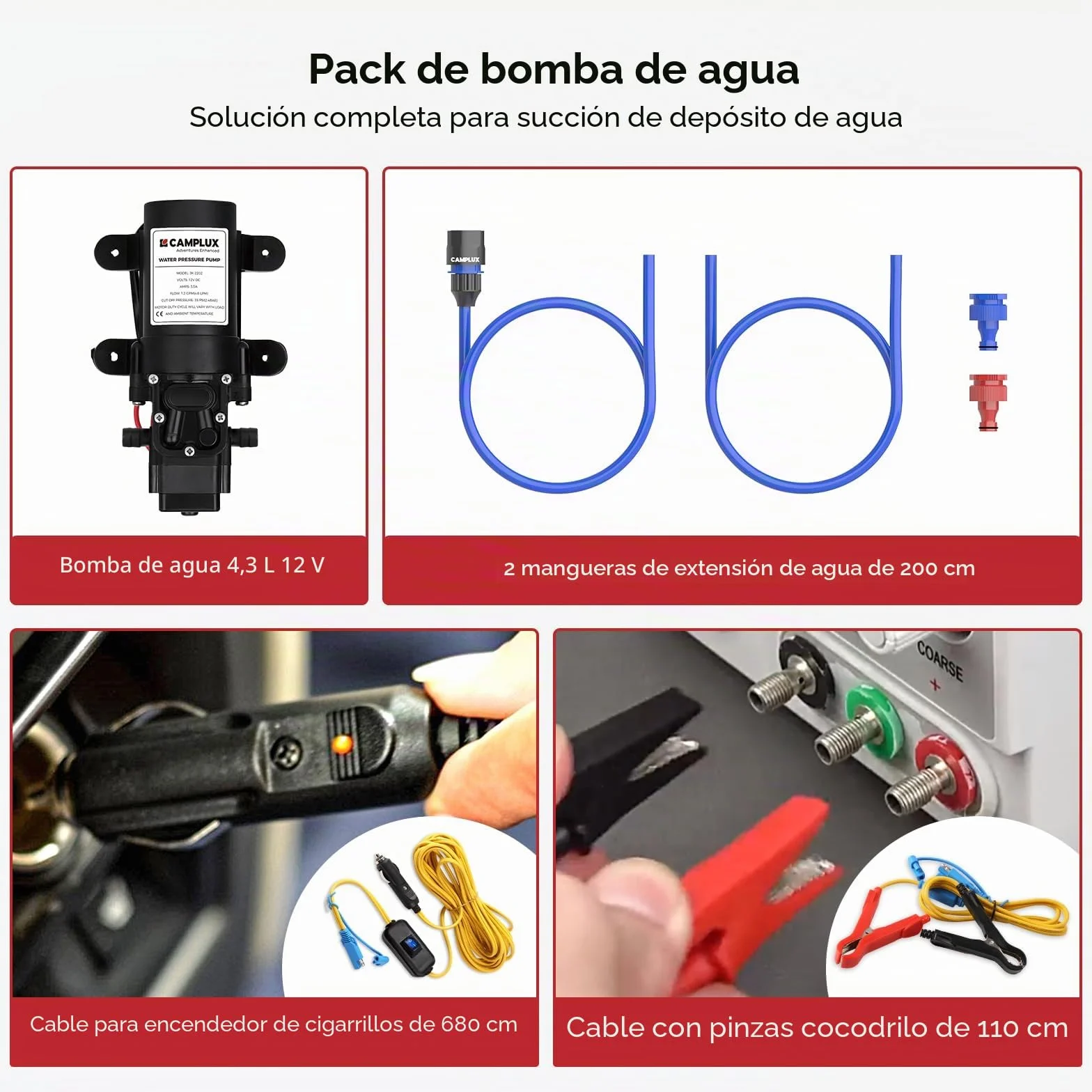 Camplux AY132P43 5L Calentador de Agua de Gas sin Tanque, Bomba de Agua 4.3L para Viaje RV Campamento