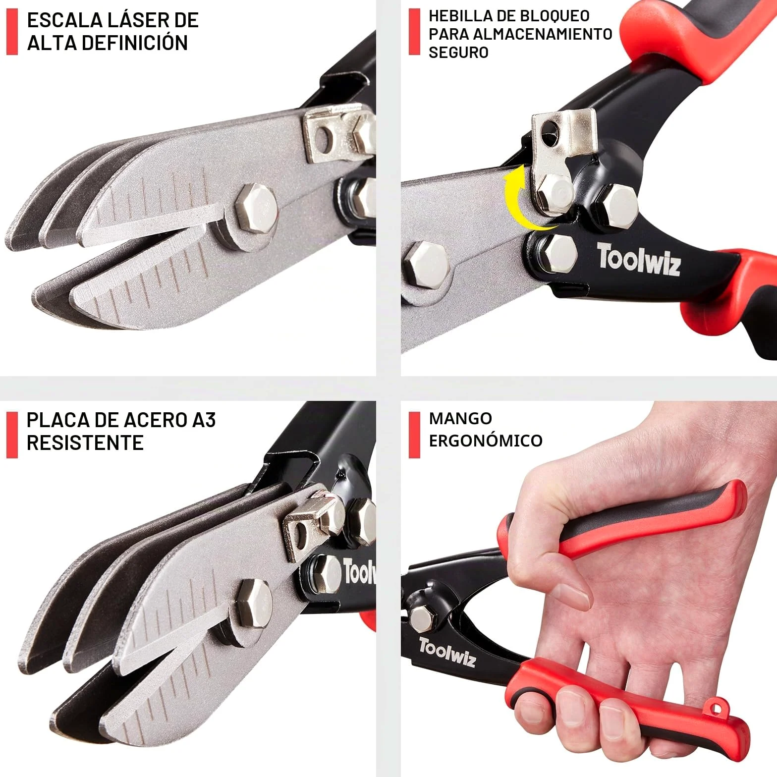 Toolwiz Herramientas de chapa metálica de 5 cuchillas, herramienta de crimpado de conductos para bajante de calibre 24-26, tubo de estufa, acero inoxidable, sistemas de conductos de ventilación,
