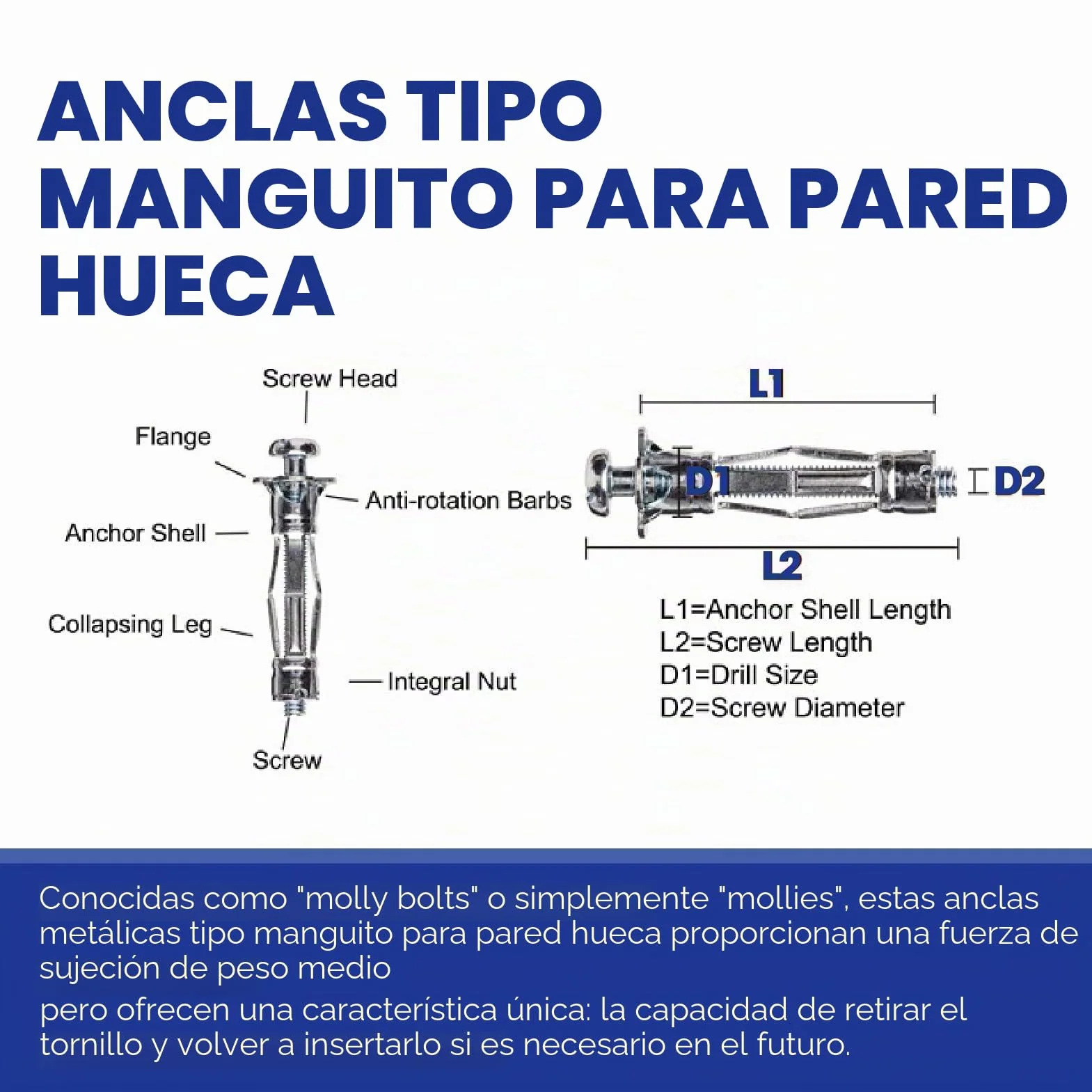 T.K.Excellent Herramienta de fijación de metal robusto para paredes huecas y placas de yeso