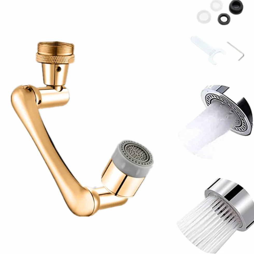 Boquilla Grifo Universal,Atomizador Grifo Adaptador,Aireador Grifo Cocina Ajustable,Aireador del Grifo Latón Ajustable para Fregadero de Cocina o Baño (Dorado)