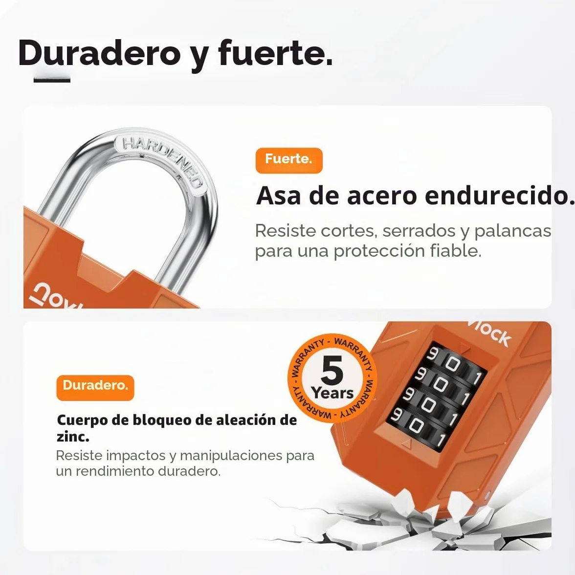 Candado de Combinación de 4 Dígitos 7 mm Acero Templado para Taquillas Armarios Portones Naranja