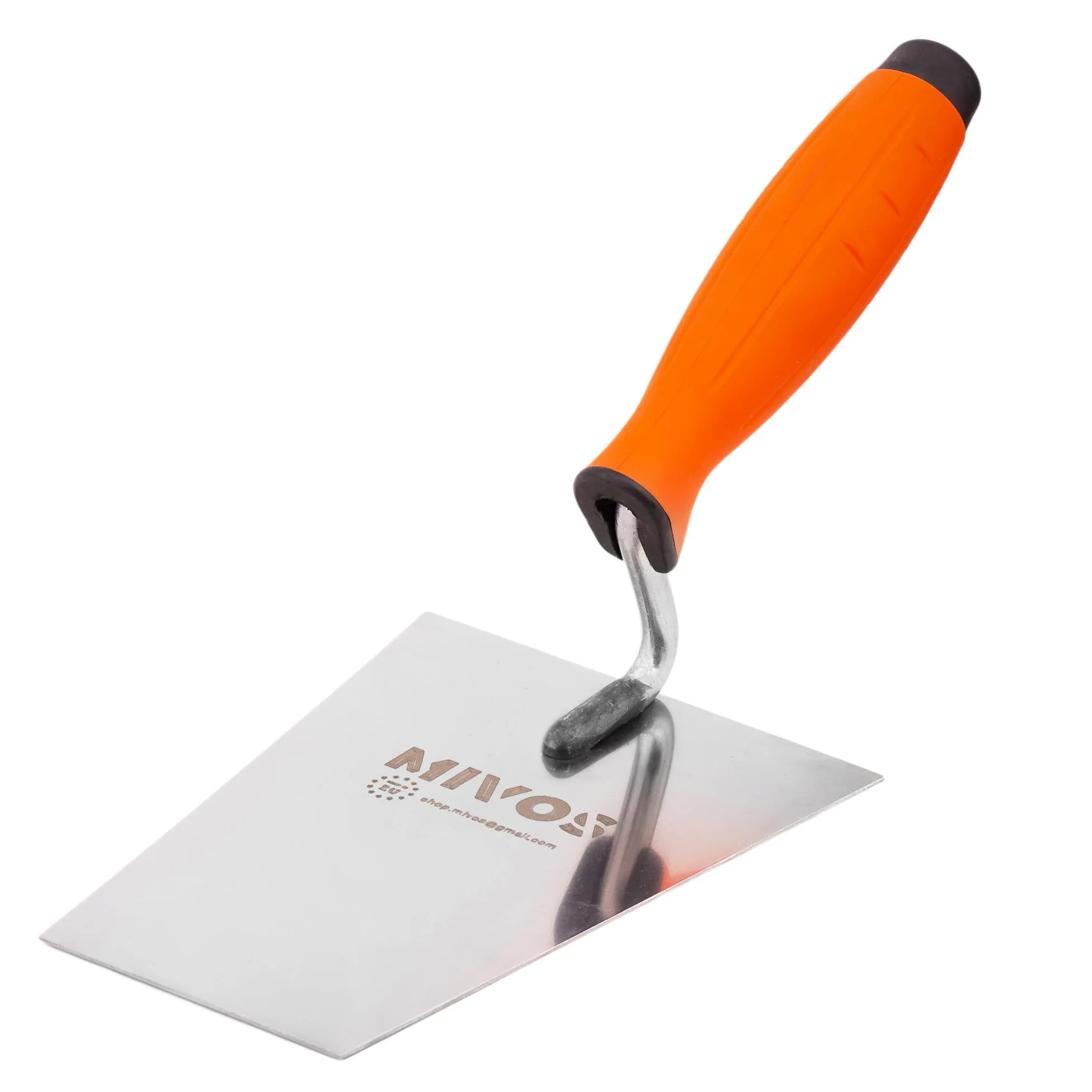 Mivos Juego de 3 Palas Trapezoidales de Acero Inoxidable de 130 mm 160 mm 180 mm – Paleta de Albañil en Forma Trapezoidal – Paleta de Estufa con Mango de Goma – Paleta para Alisar Trapezoidal