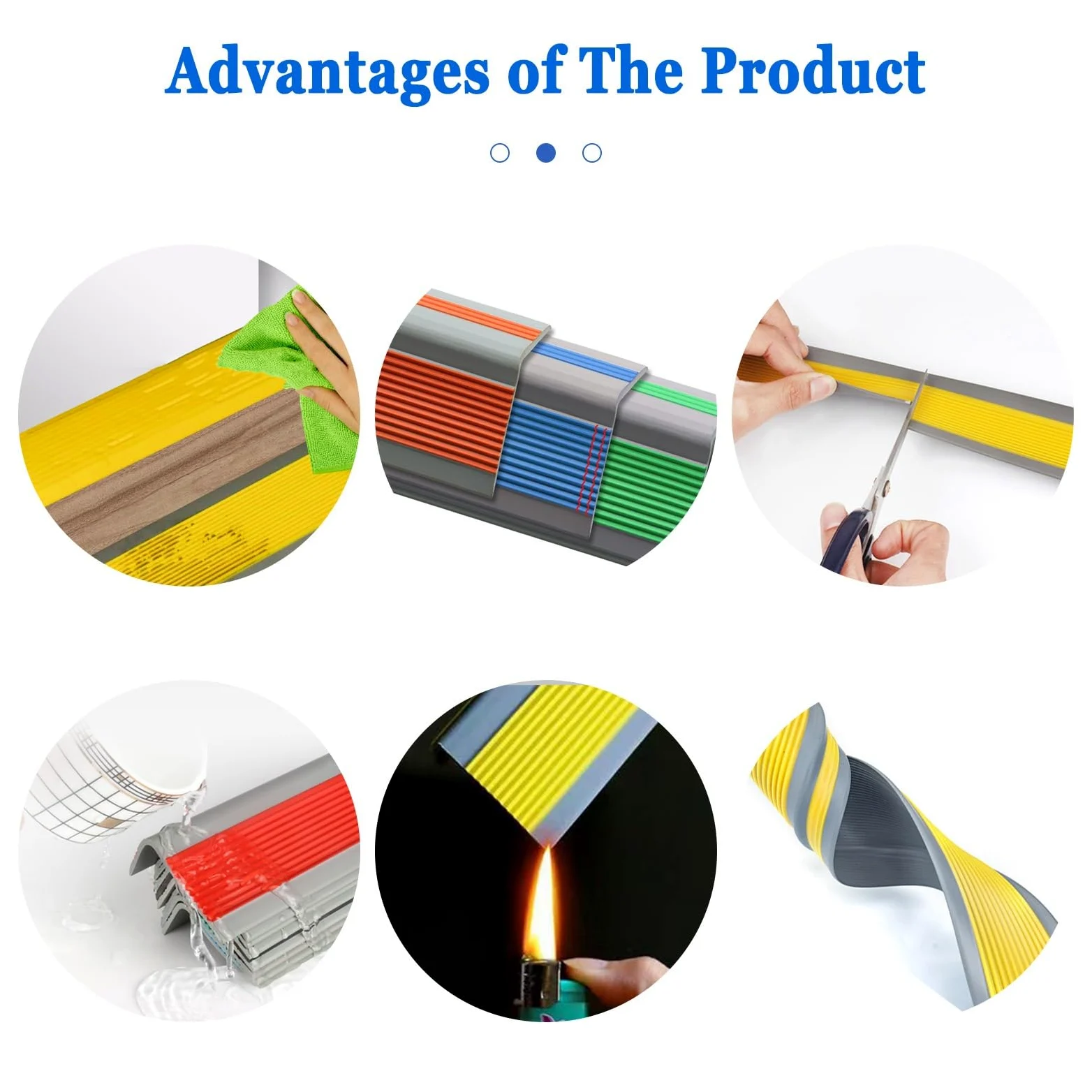 Perfil de Borde de Escalera Tira Antideslizante Tira, Perfil de PVC Autoadhesivo de Borde Para Escaleras, Utilizado Para Escaleras Interiores Y Exteriores, Tiras Antideslizantes Para Peldaños(Grayish
