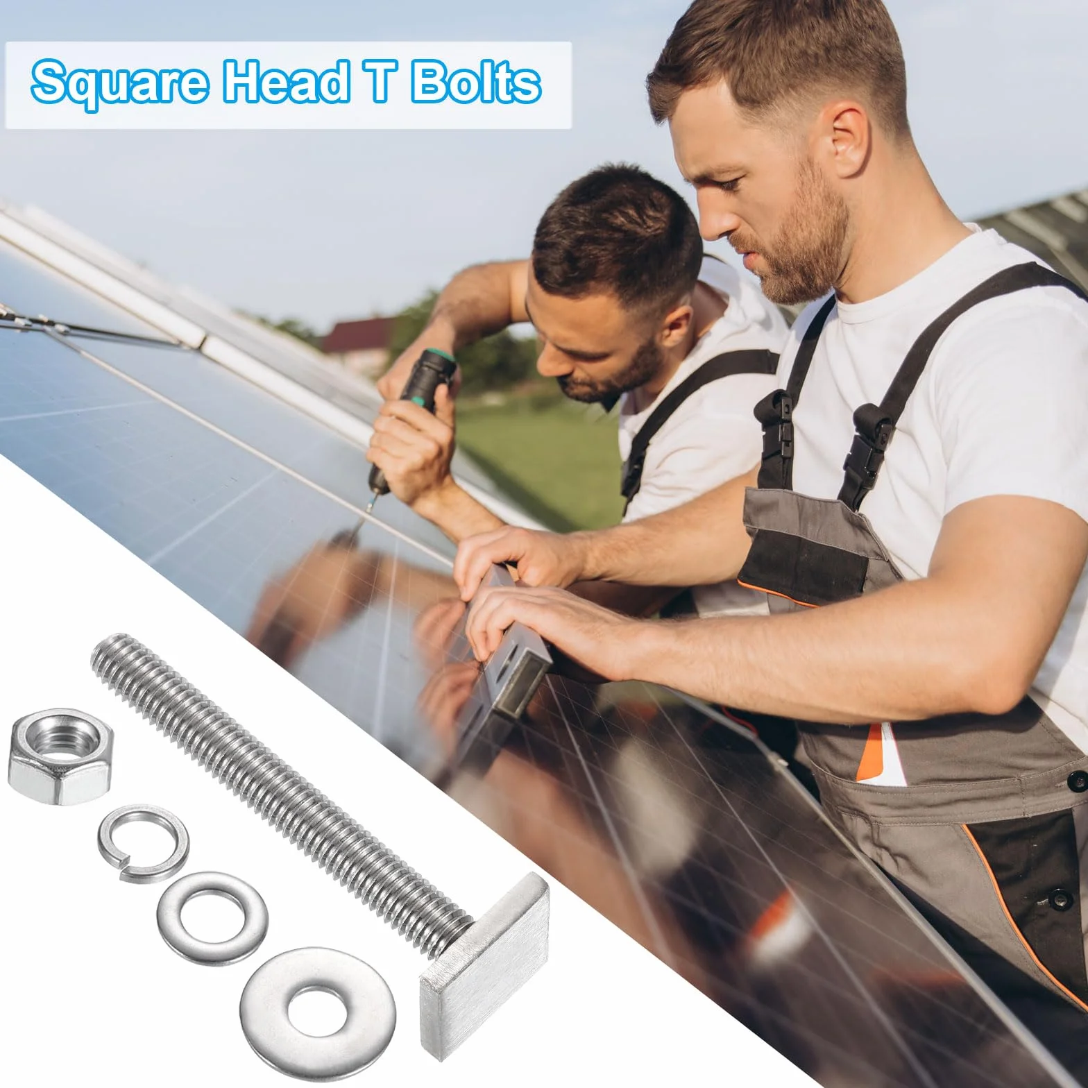 PATIKIL T Ranura Pernos M8 x 65mm, 4 Juego Cuadrado Cabeza T Pernos Techo Portaequipajes Inoxidable Acero T Pista Pernos con Tuerca Arandelas para Bicicleta Esquí Kayak Portaequipajes