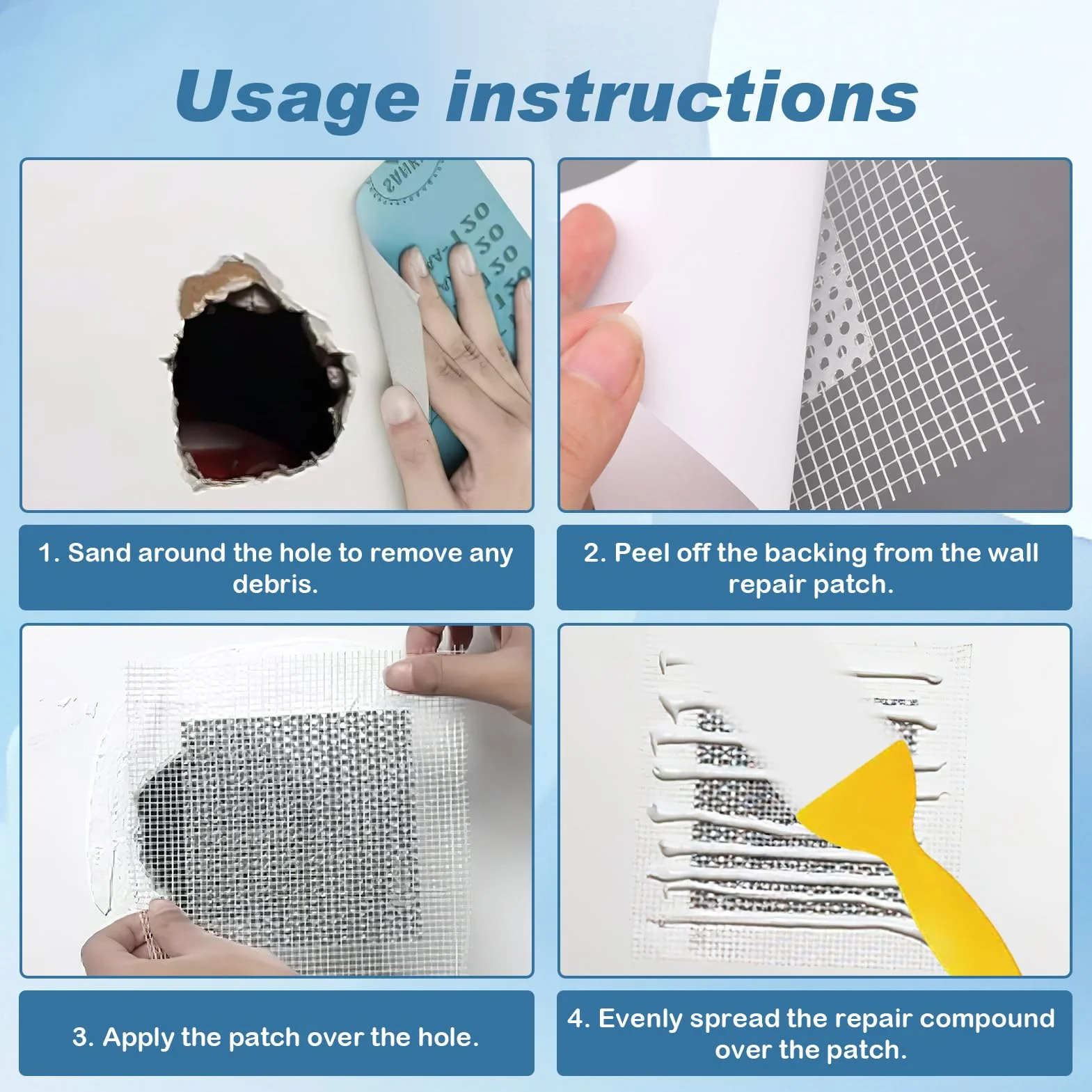 10 Parches Reparación Pared de Aluminio Autoadhesivo 4 x 4 Pulgadas Parches Malla Fibra de Vidrio para Trabajo Pesado en Yeso y Paneles de Yeso Parchers para Fijar Agujeros Paredes y Techos Dañados