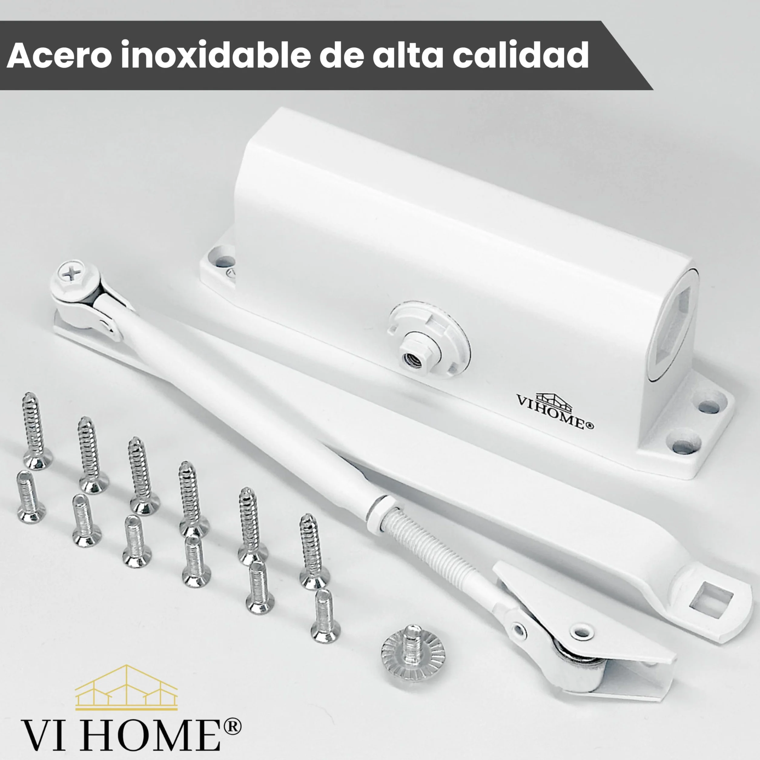 Cierrapuertas Automatico Ajustable Con Retenedor 60kg / Muelle Puerta Con Sistema Hidraulico/Cierra Puertas Automatico/Cierre Automatico (Blanco)