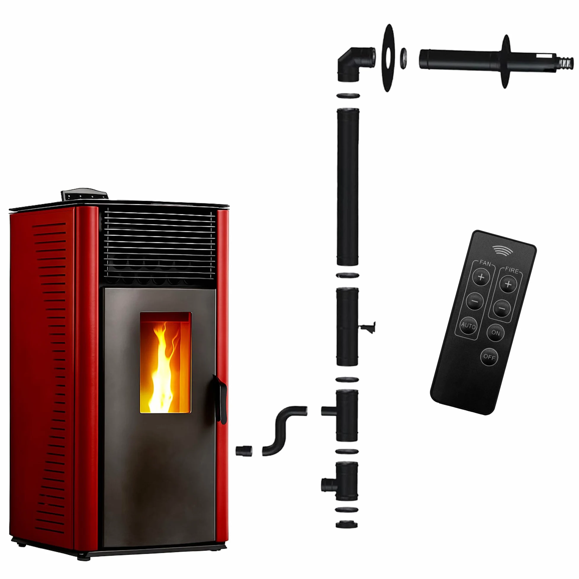 Estufa de pellets impermeable Anita 15 kW Bordeaux Sannover + Kit de instalación completo