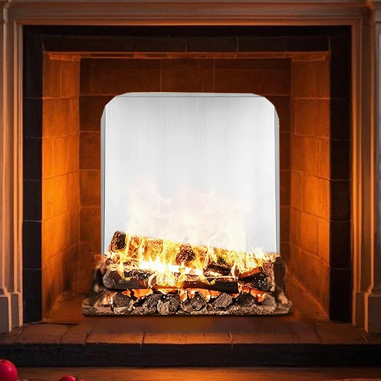 Placas De Protección para Chimenea con Patas 41x46 Cm Acero Inoxidable | Placas Reflectoras de Calor para Chimenea Para Hogar Apartamento Hotel Oficina Casa