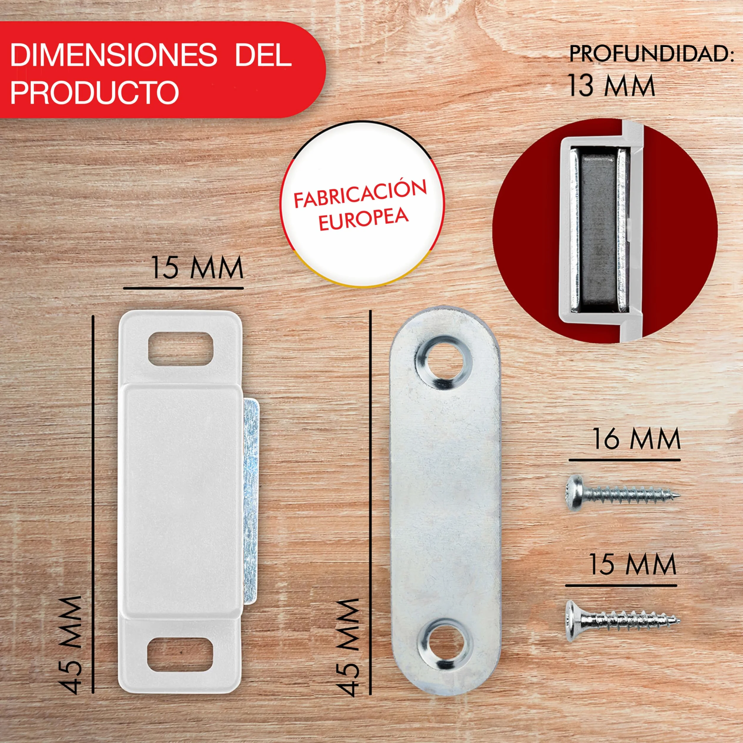 LouMaxx Cierre magnético fuerte 8 unidades blanco 4 kg para puertas armarios muebles