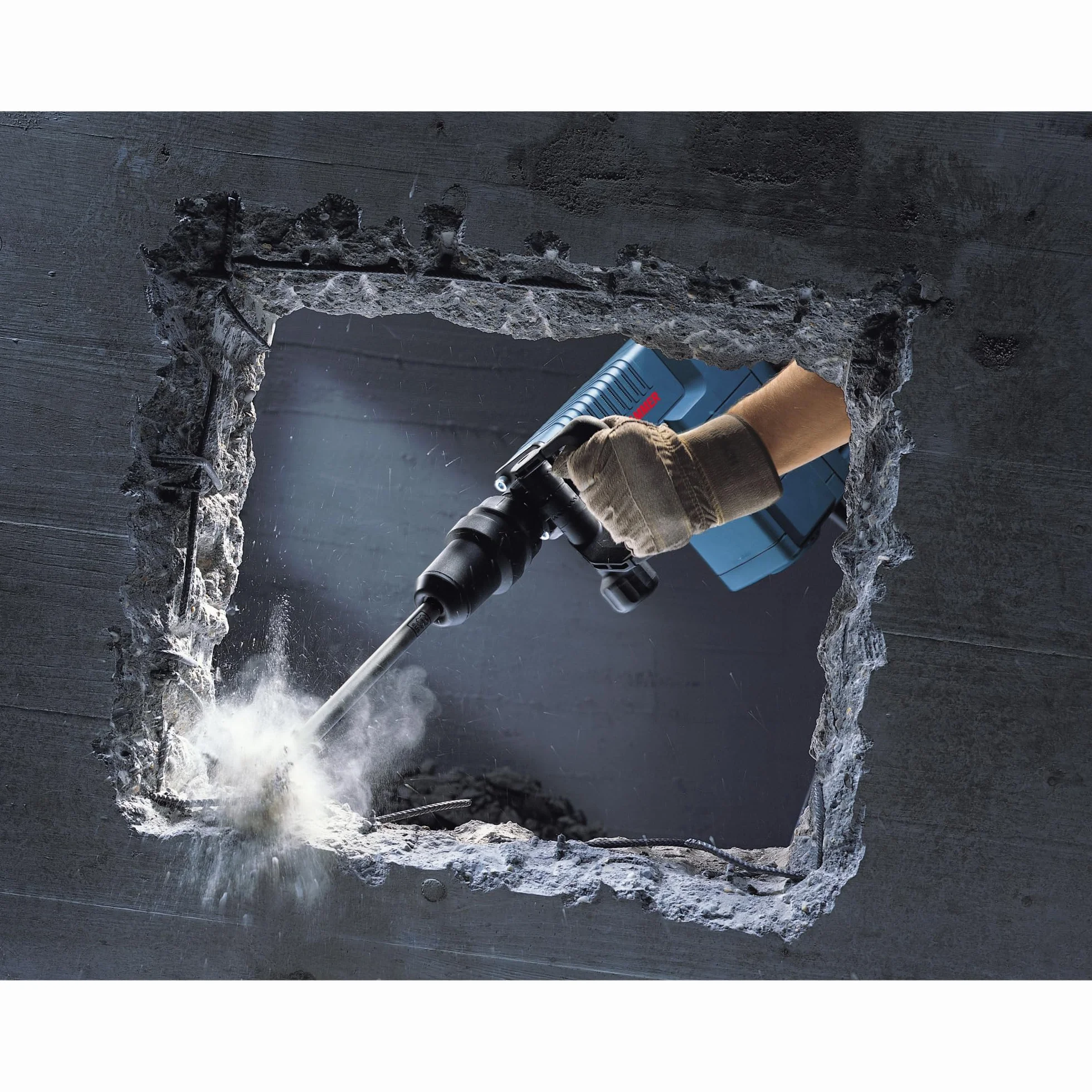 Bosch Professional martillo demoledor GSH 11 E (incl. empuñadura auxiliar, 1 maletín, 1 cincel plano, SDS max, RTec Sharp, 400 mm, paño para la máquina)