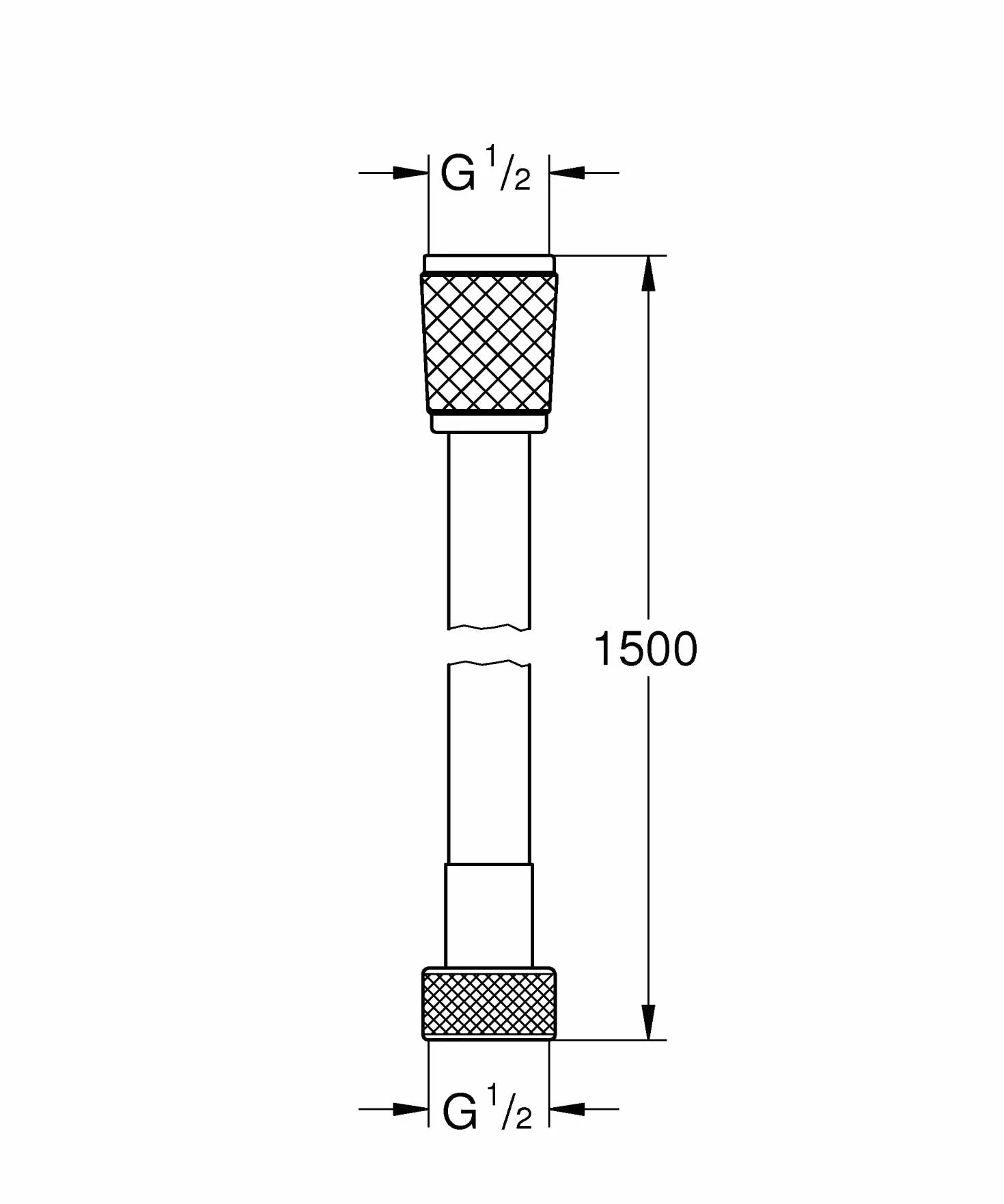 GROE Vitalioflex Trend - Manguera de ducha (1.5m, resistente al calor, sistema anti-torsión, conexión universal, instalación QuickFix), cromo, 28741002