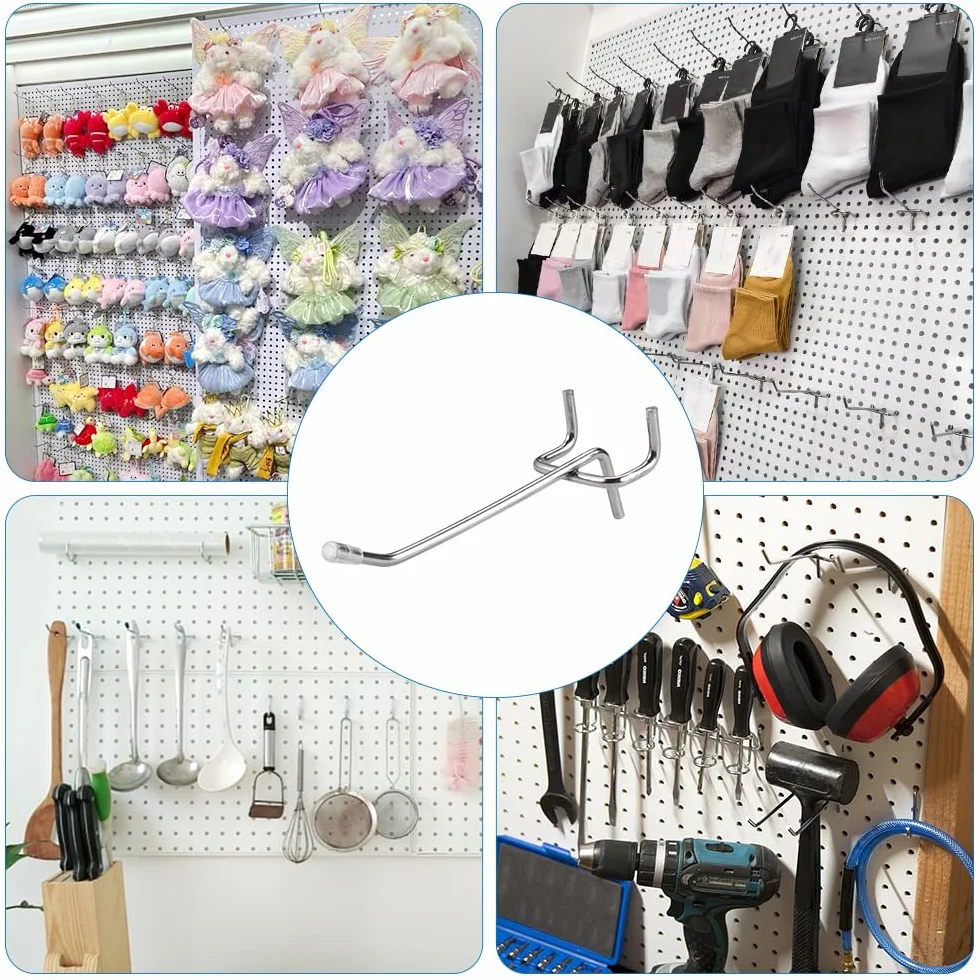 Ganchos para Tablero Perforado 10 cm, 50 Piezas, Colgantes de Pared para Estantes y Exhibición Minorista