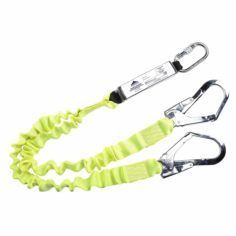 Portwest Línea De Amarre Elástica Doble Con Absorbedor, Color: Amarillo, FP52YER
