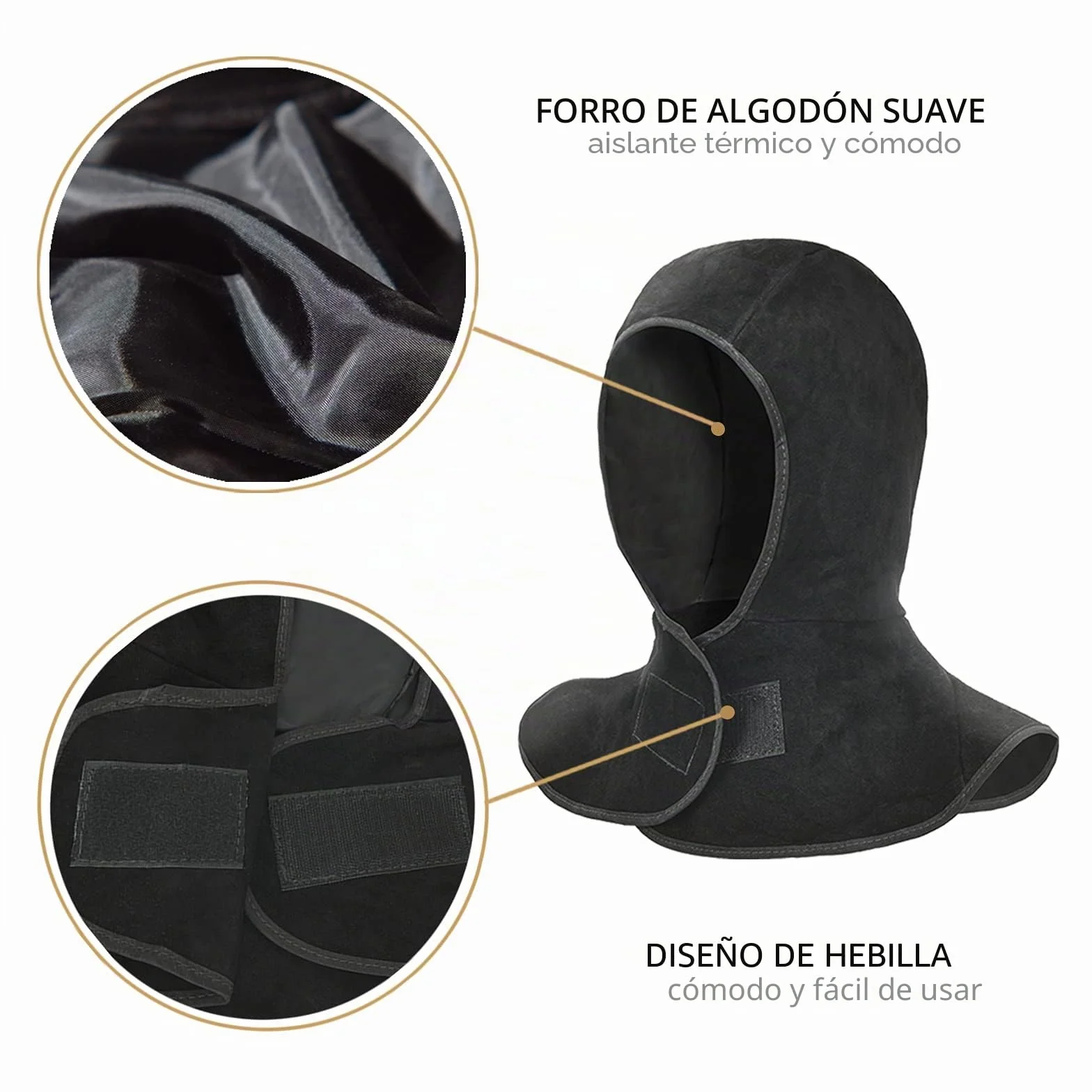 Capucha de soldadura, LeaSeek Casco de soldadura de cuero de vaca dividido con protección para el cuello y los hombros, protección para la cabeza, Casco de soldador negro, Capucha de soldador (negro)