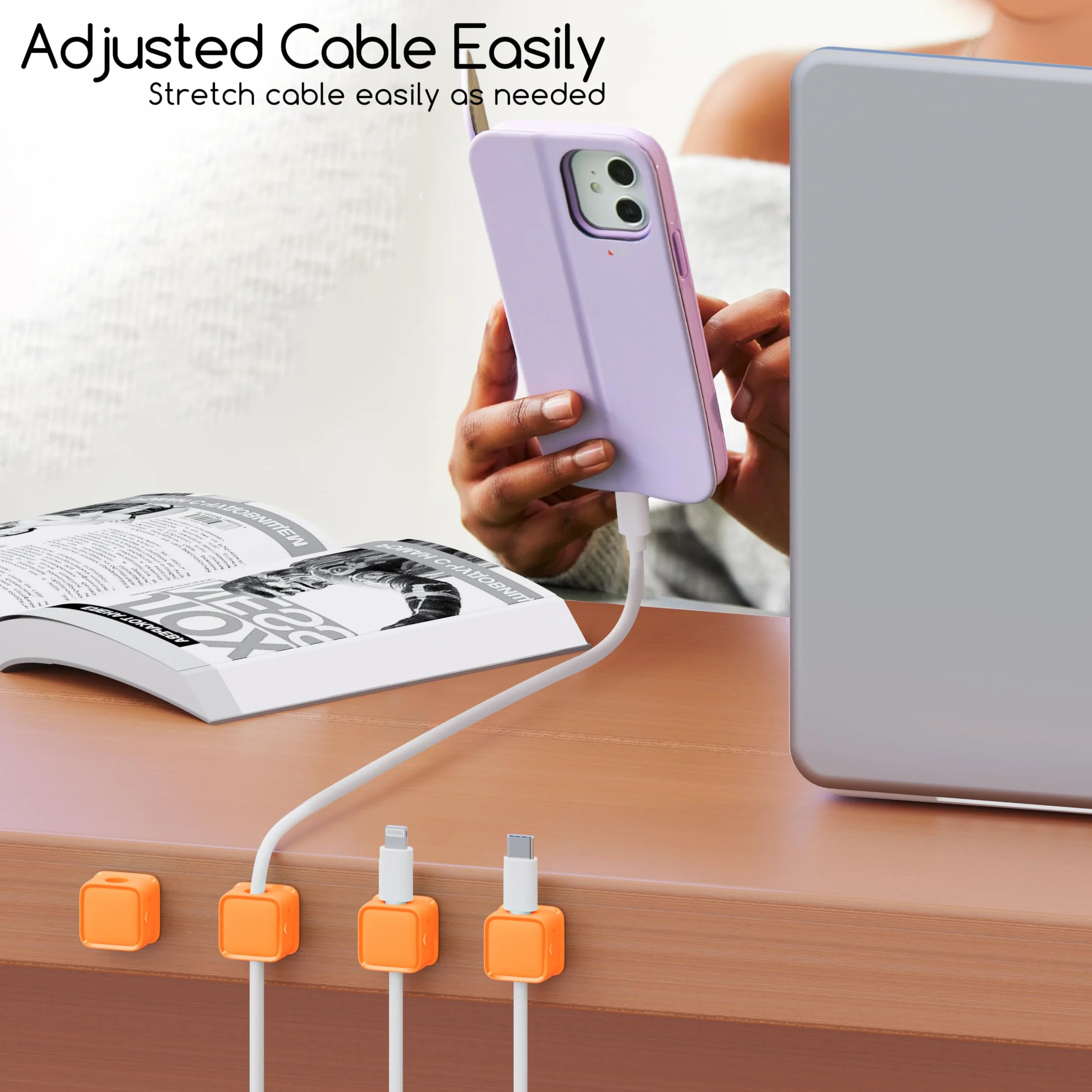 smofish Clip de Cable, 6 Pack Organizador Magnético de Escritorio, Fuerte Soporte Adhesivo para Mesilla de Noche, Electrodomésticos de Cocina, Material de Oficina -Blue