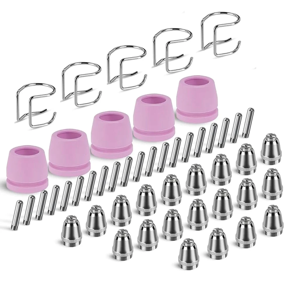 Kit de 50 Consumibles para Cortadora de Plasma AG60P. Incluye Puntas y Boquillas para Antorcha de Corte. Compatible para AG60 y WSD60.