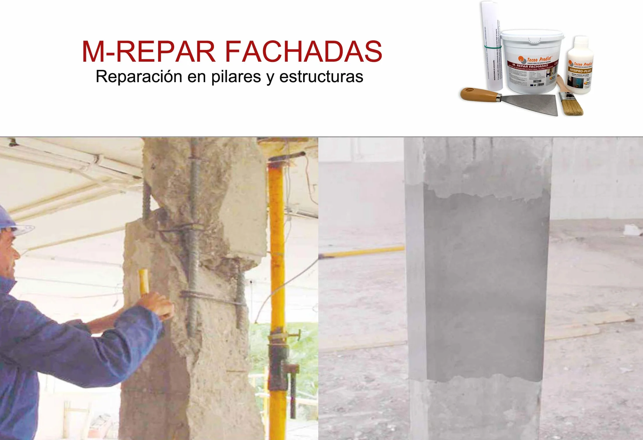 Mortero estructural M-REPAR FACHADAS 10 kg para reparaciones de fachadas, cornisas, pilares