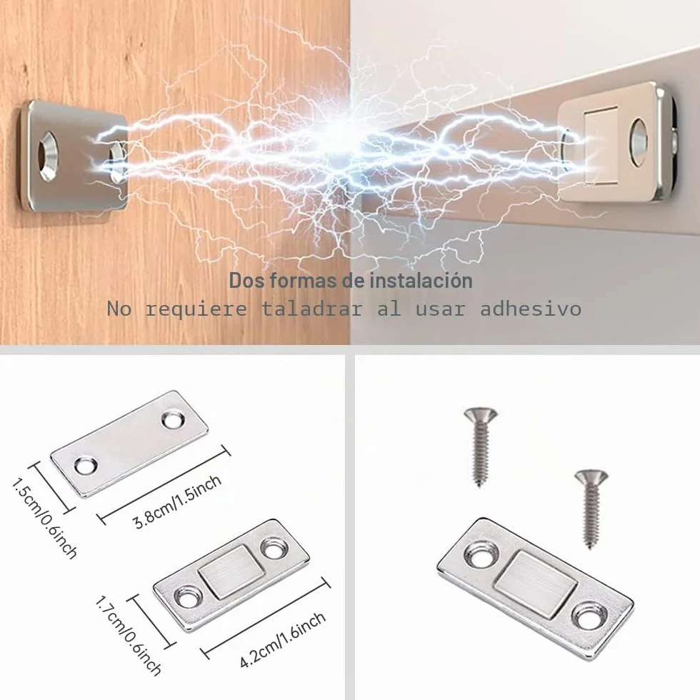 Imanes magnéticos fuertes para armario 4 unidades autoadhesivos acero inoxidable