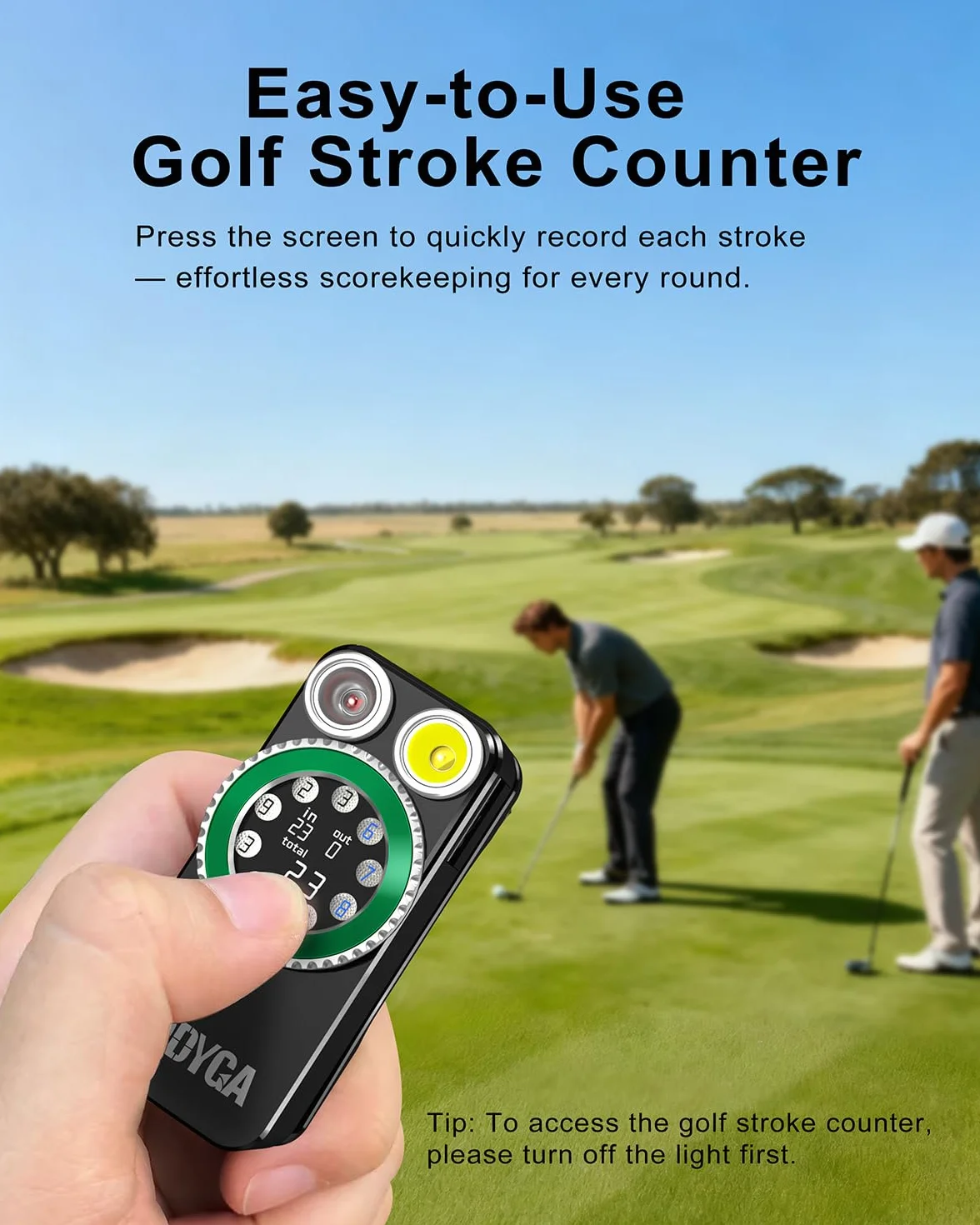 Godyga Linterna LED Recargable 2 en 1, Mini Linterna con Luz Blanca y Roja, Contador de Golf Manual, 500 Lúmenes, USB-C, Clip Magnético, para Golf, Camping, Senderismo y Emergencias