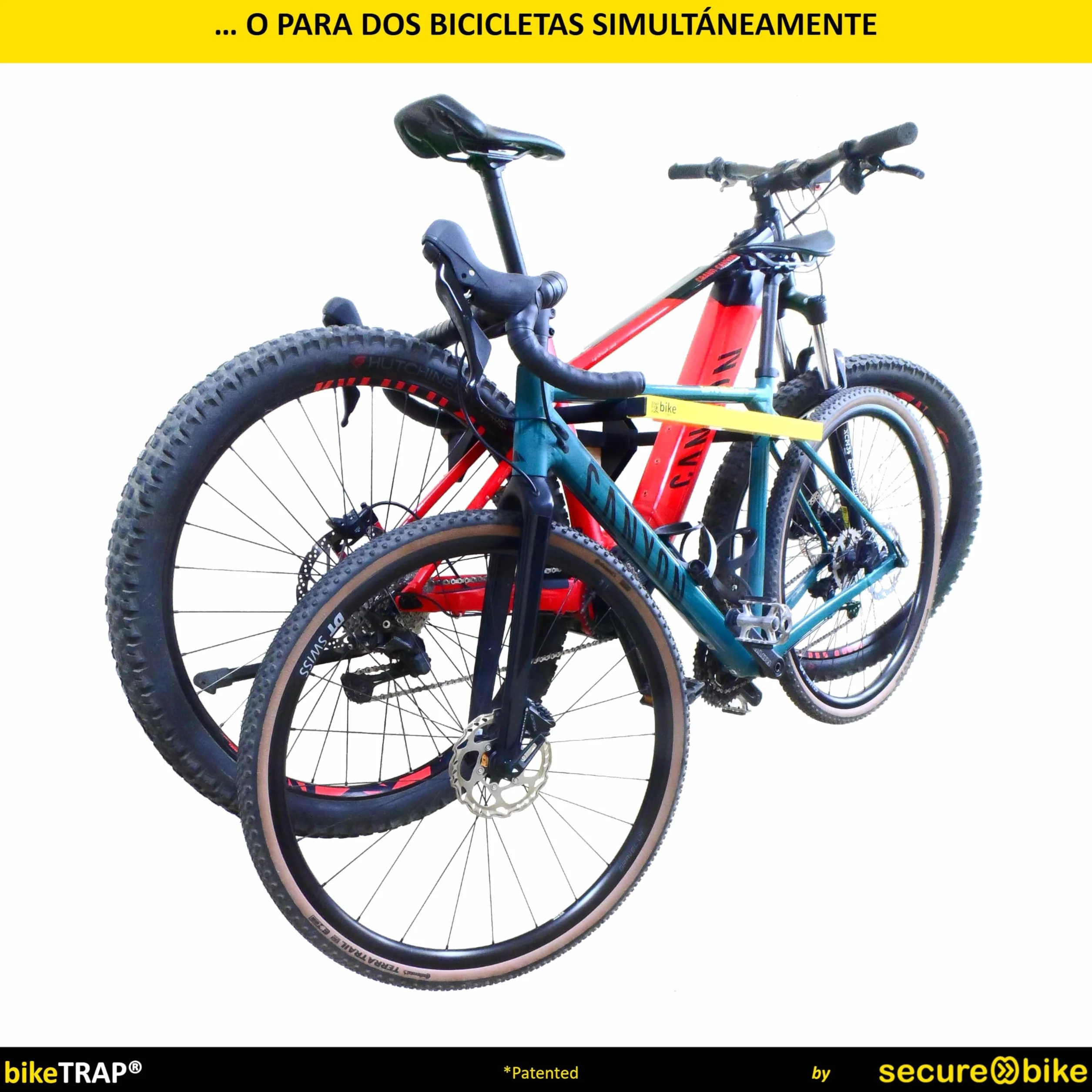 Soporte portabicicletas de Pared para Colgar hasta 2 bicis con Candado Antirrobo Alta Seguridad