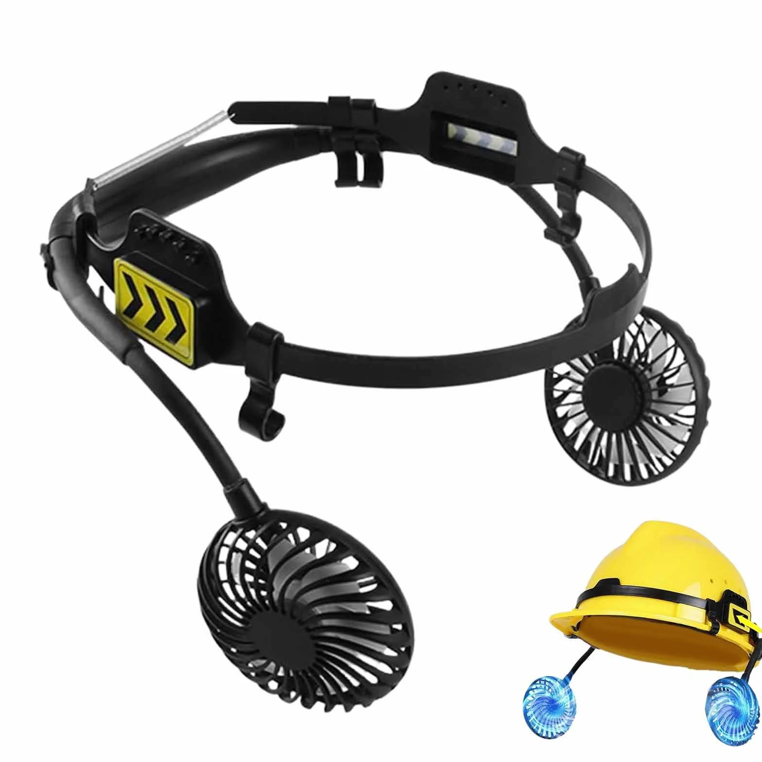 Ventilador De Casco De Seguridad: Equipo De Refrigeración ABS, Dispositivo De Casco De Seguridad Ajustable De 3 Velocidades, Accesorio De Luz LED | Ventiladores Portátiles De Construcción Para El