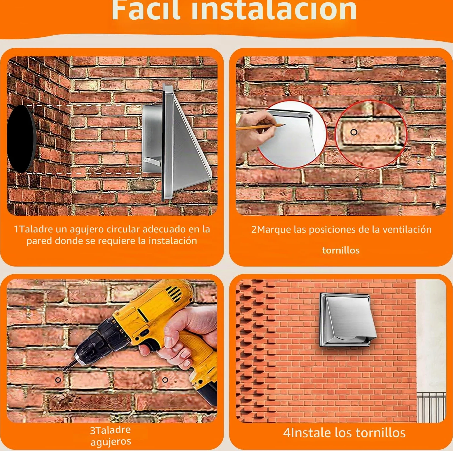 rejilla de ventilación de acero inoxidable de Φ150 mm, con red a prueba de insectos, rejilla de ventilación de conducto circular adecuada para conductos del sistema de ventilación mecánica