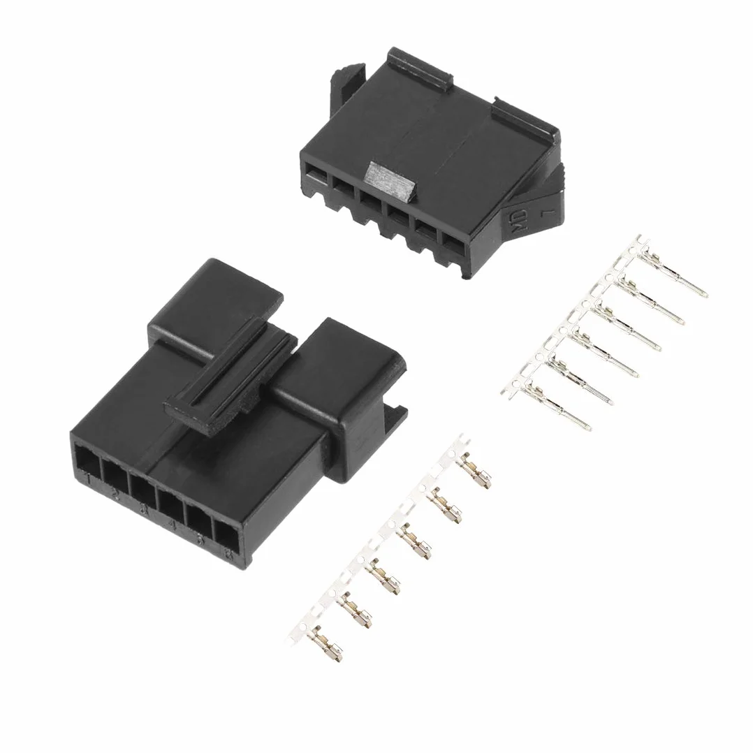 sourcing map 20 Pares Conector de Terminal de crimpado de Carcasa JST-SM de 2,54 mm de plástico Negro de 6 Pines Hembra Macho