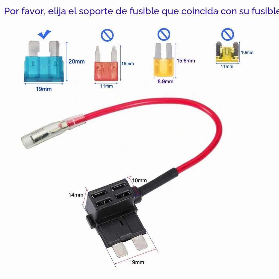Guuzi Add-A-Circuit ACU 12V-24V Adaptador de Fusible Estándar con Arnés de Cables y Portafusibles Mediano
