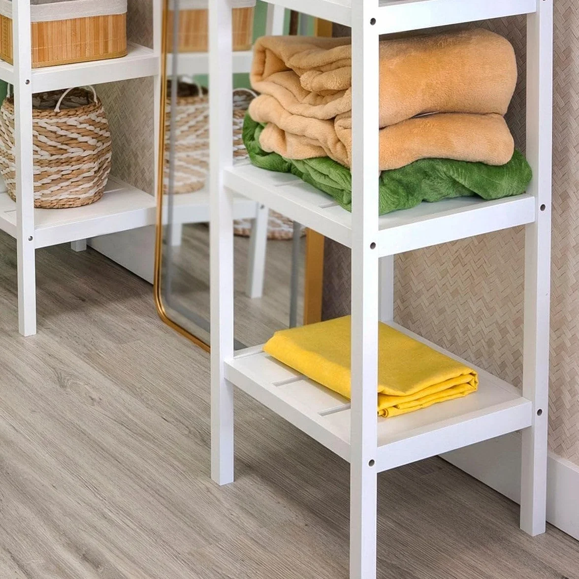 LOLAhome Estantería Bambú Natural 3 Baldas Baño 33x36x85 cm