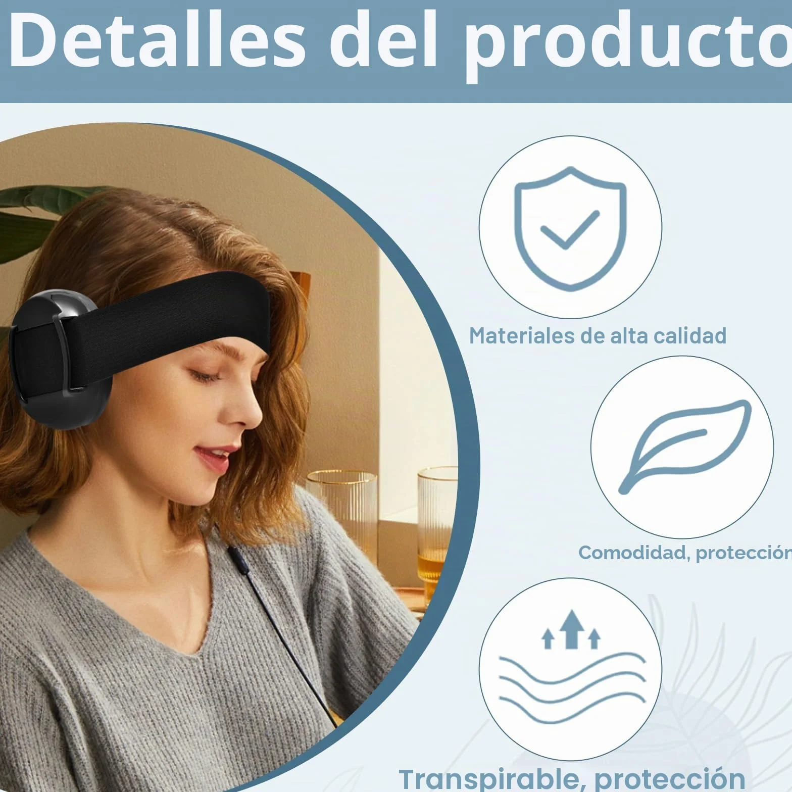 cascos antiruido adultos, cascos cancelación de ruido, mejoran el sueño, cascos insonorizacion para estudiar, orejeras elásticas ajustables, ideales para viajes, Negro