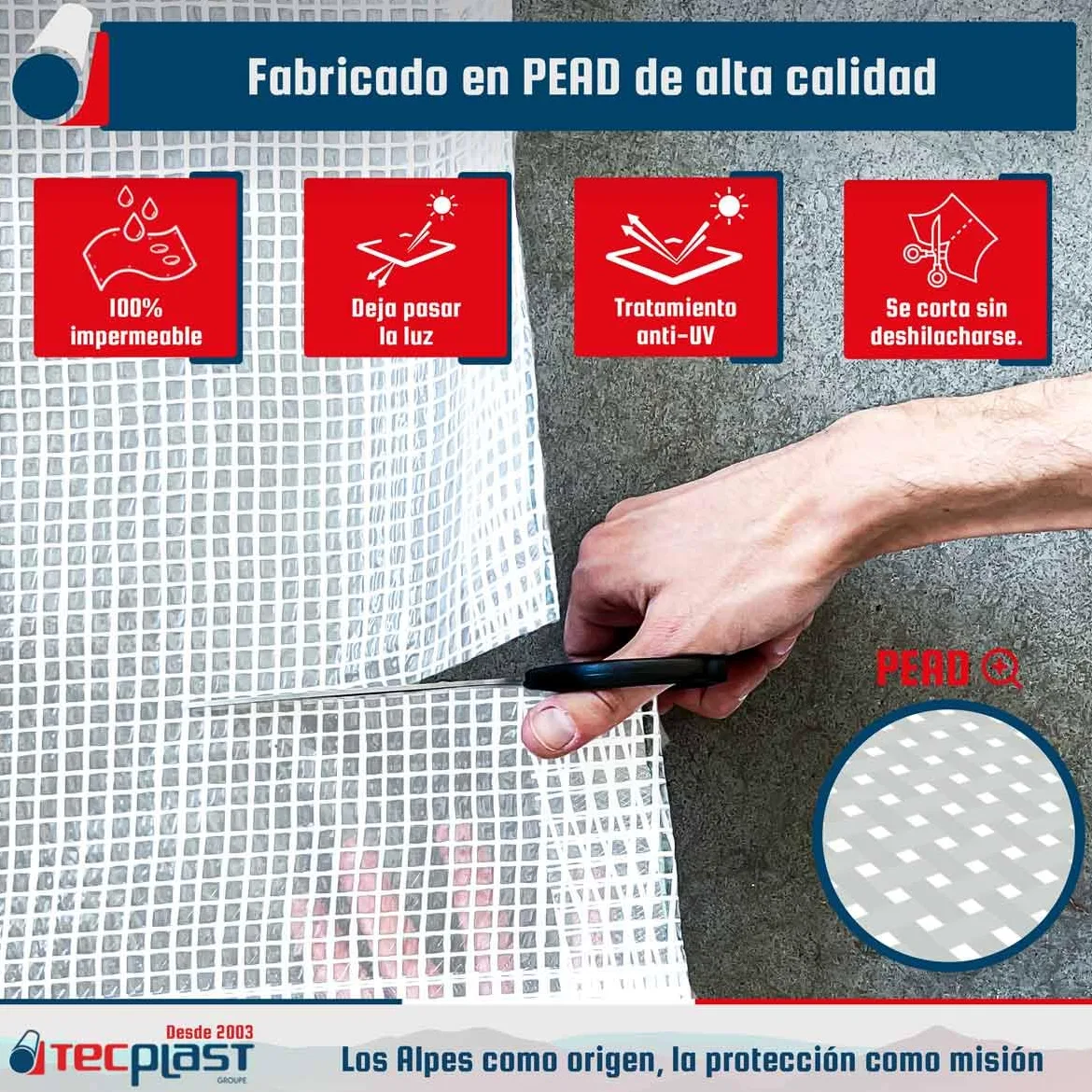 Lona Transparente Reforzada 3x4 m - TECPLAST - TR170MU - Lona Impermeable Anti UV