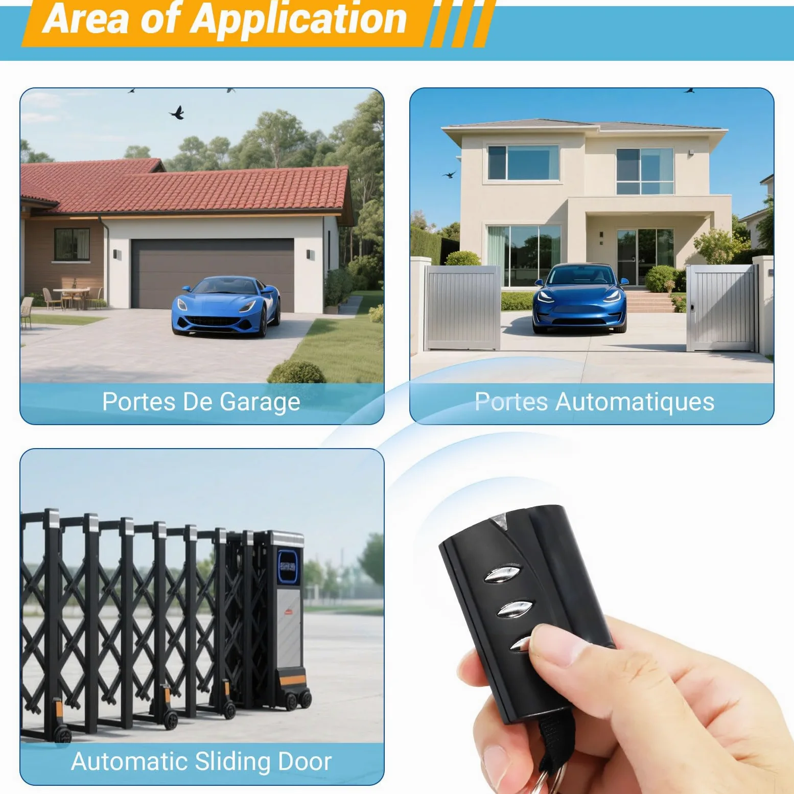 3PCS Mando Puerta Garaje 433.92 MHz, Mandos Puertas Automáticas Clonador Compatible con PUJOL Vario Black, Mars y Ocean, Mando Garaje Universal 3 Canales Fácil de Programar