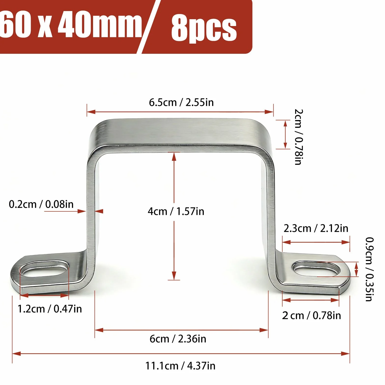 Abrazadera Cuadrada 60×40mm Abrazaderas Tubo Metalicas para Tubo Rectangular
