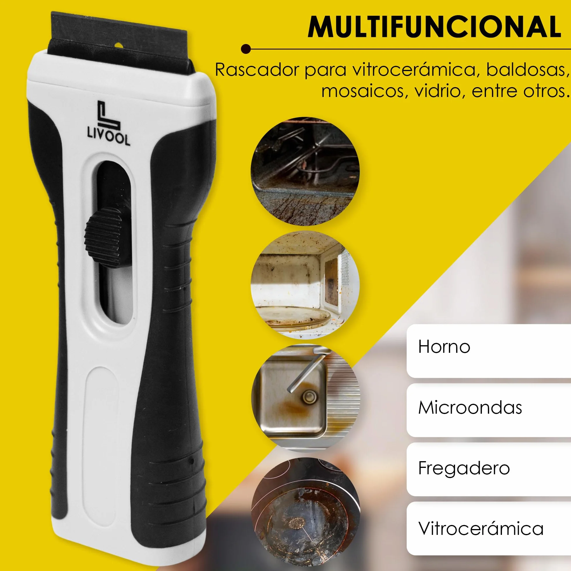 ️ Rasqueta Vitroceramica Profesional + 10 Cuchillas | Rascador Vitroceramica | Cuchilla Limpia Cristales y Vitroceramica | Raspador Vitroceramica Inducción.
