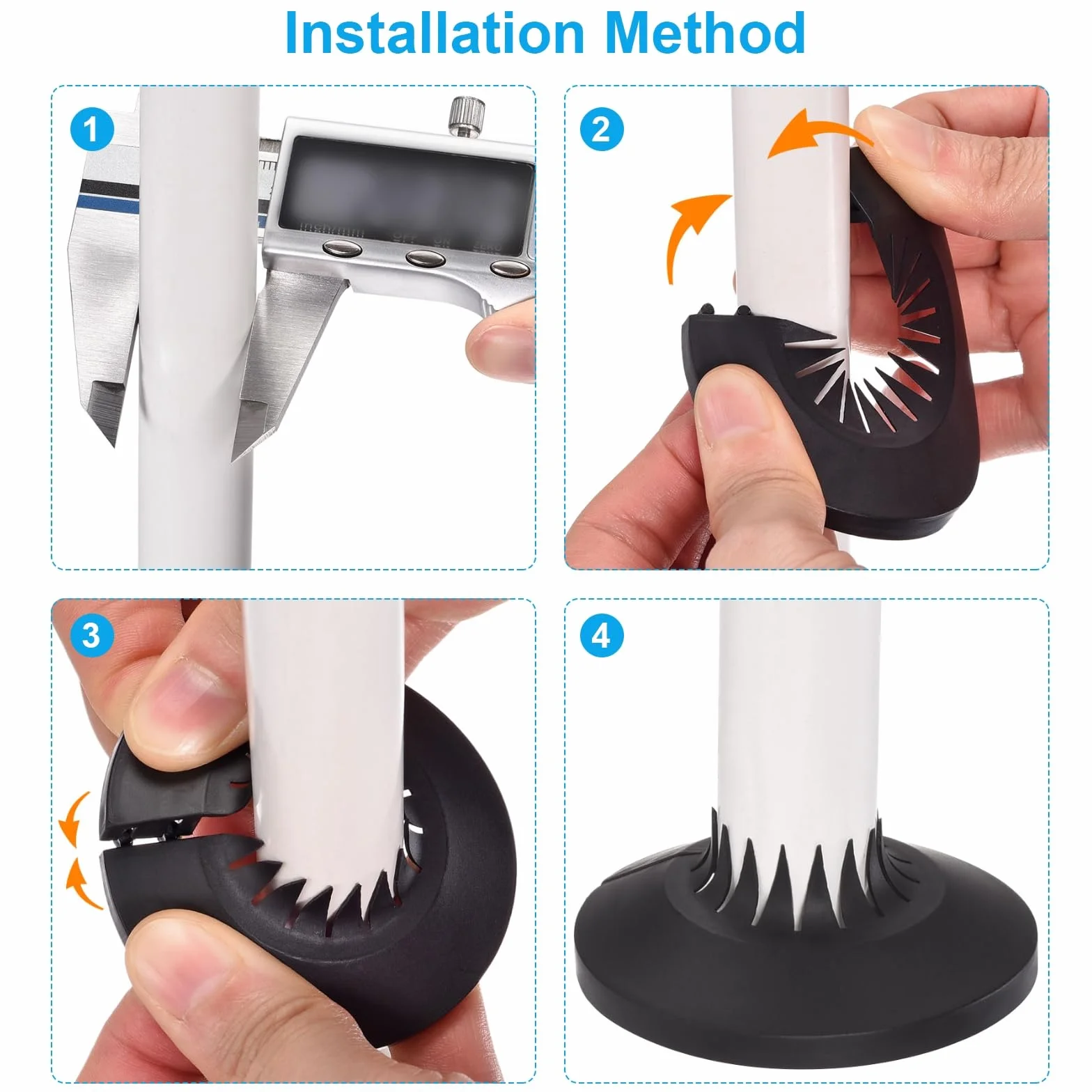 PATIKIL Cubierta de Tubería de Agua para Decoración Ajuste 0.55"-1.14" (14-29mm), 8 Piezas de Brida de Tubería de Agua de Plástico PP Placa de Escudo Collar, Negro