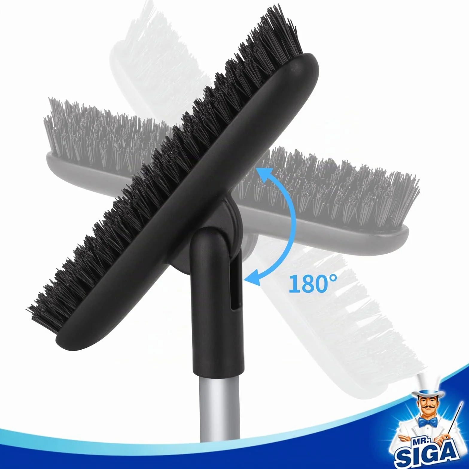 MR.SIGA Cepillo para lechada con Mango Largo, Cepillo para Fregar con cerdas rígidas para Limpiar lechada y baldosas