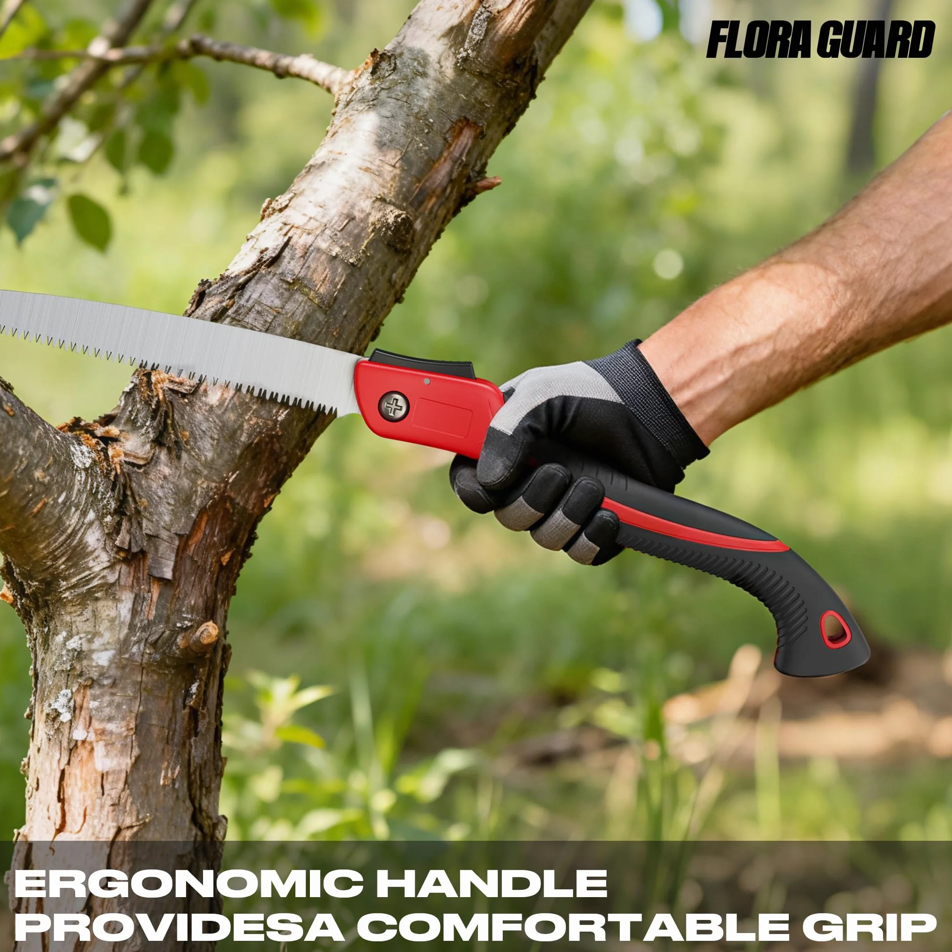 FLORA GUARD Sierra de podar plegable 30 cm acero SK5 para madera