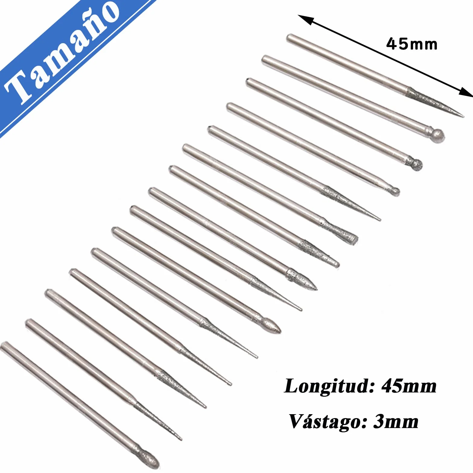 Treki 30pcs Fresas Diamante Mini Brocas de Diamante con 3mm Vástago Fresas Diamantadas Rotatorio de Fresas Taladro de Diamante Herramienta de Broca para Vidrio Piedra Joyería Metal Rotary Tool