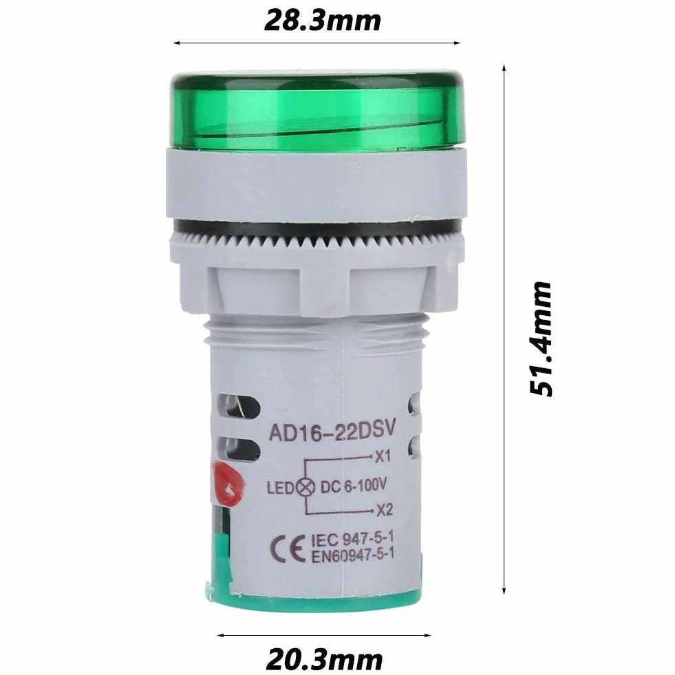 Voltímetro LED Digital Luminoso Indicador de Voltaje, Comprobador de Lámpara Redondo (Green)