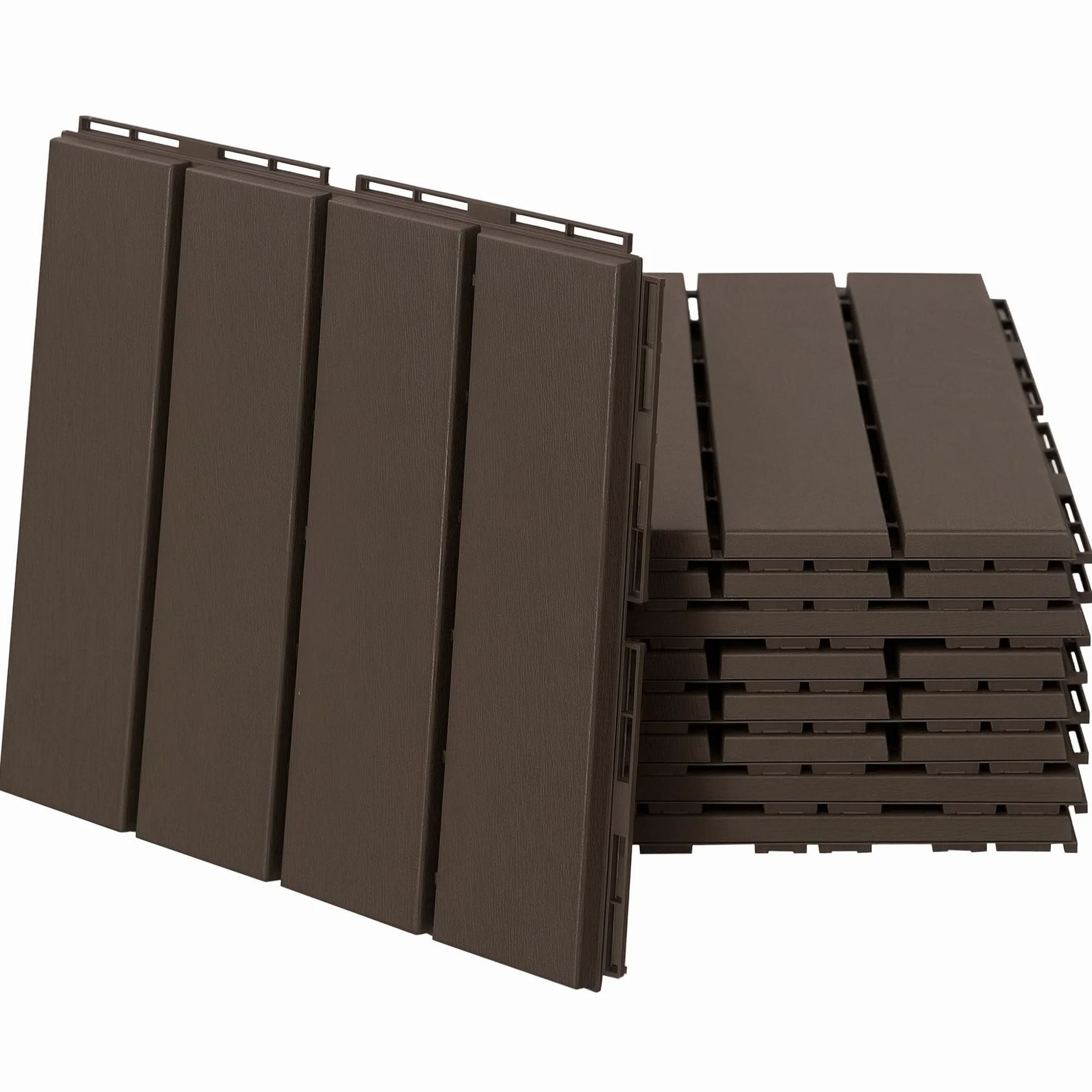 Outsunny Baldosas Cuadradas para Suelos Antideslizantes Exteriores Interiores Paquete de 9 Piezas 0.81 m² 30x30 cm Marrón