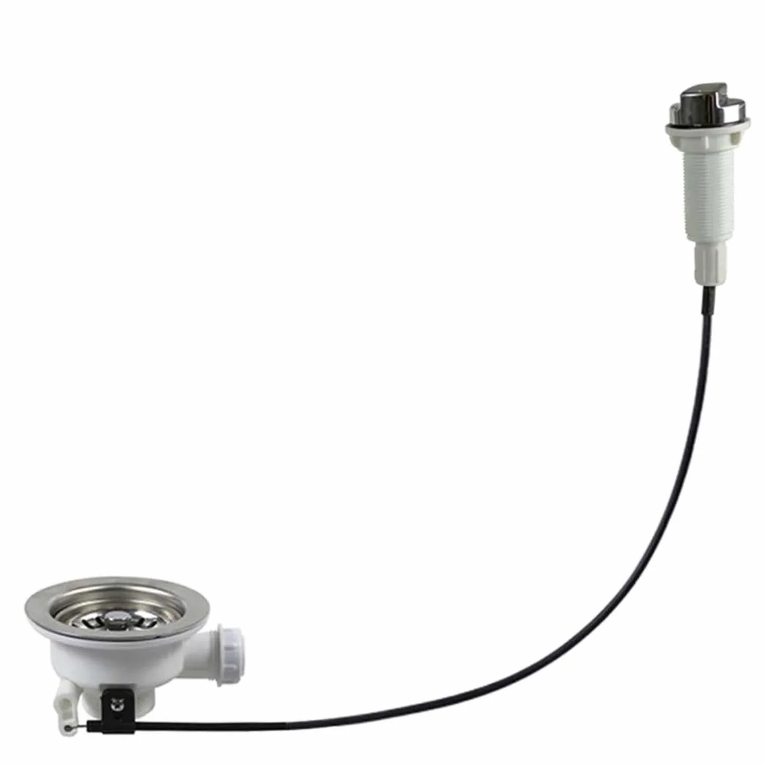 Kit de residuos de fregadero de acero inoxidable con control de cable, colador de drenaje de cocina y filtro de alcantarillado, diseño tipo cuenco para una filtración eficaz de desechos de alimentos y