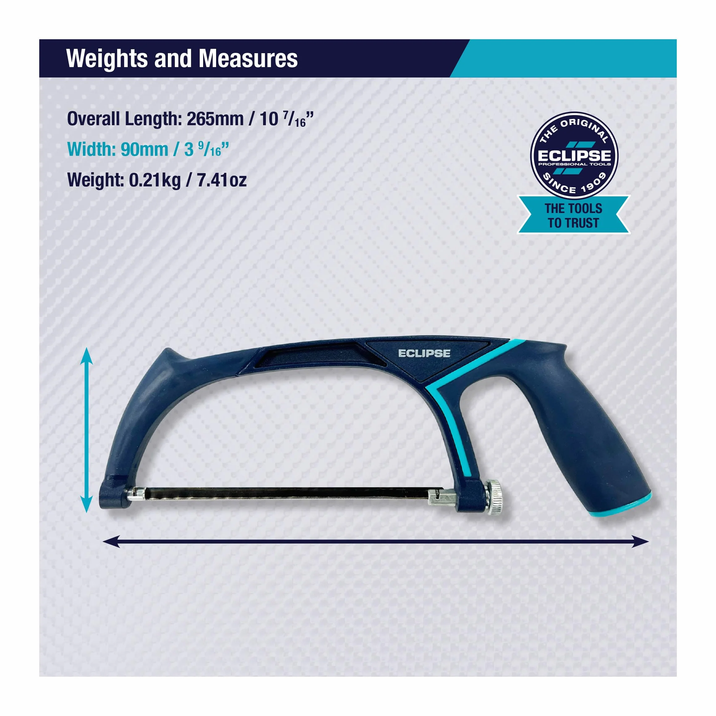 Eclipse Professional Tools EPH2PS Juego de sierra de calar (12") y minisierra (6")-Juego de sierra de mano ergonómica con empuñadura de confort para corte de metal y mecanismo de cambio rápido de hoja